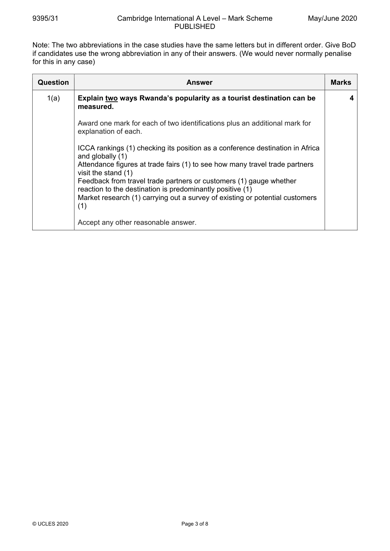 Mark scheme, page 3 of 8