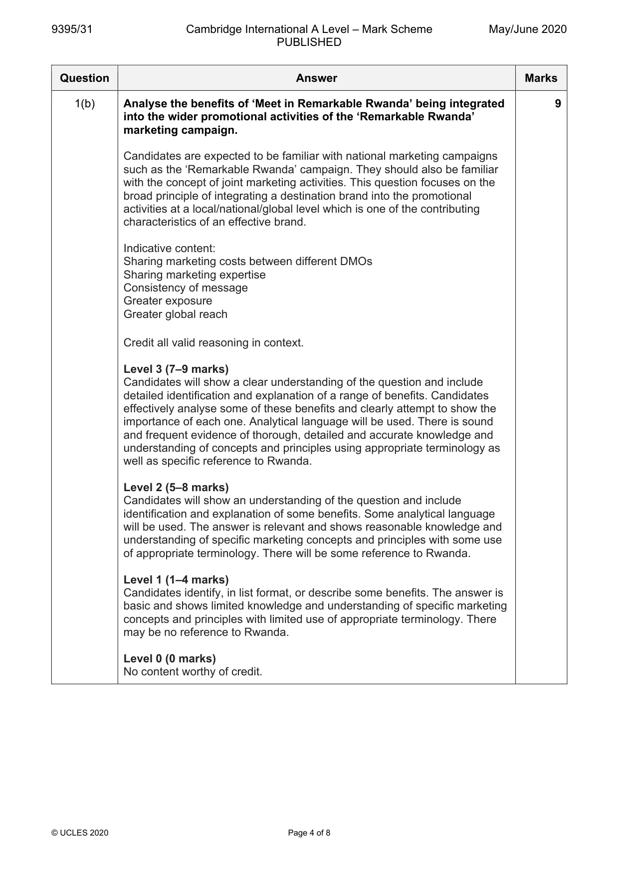 Mark scheme, page 4 of 8