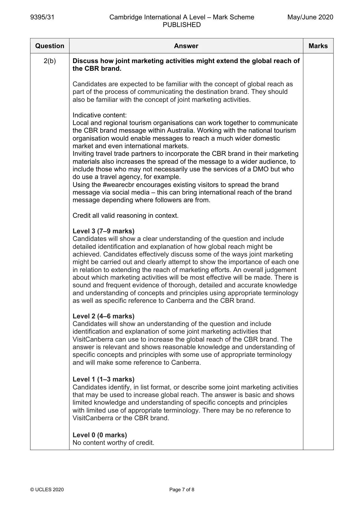 Mark scheme, page 7 of 8