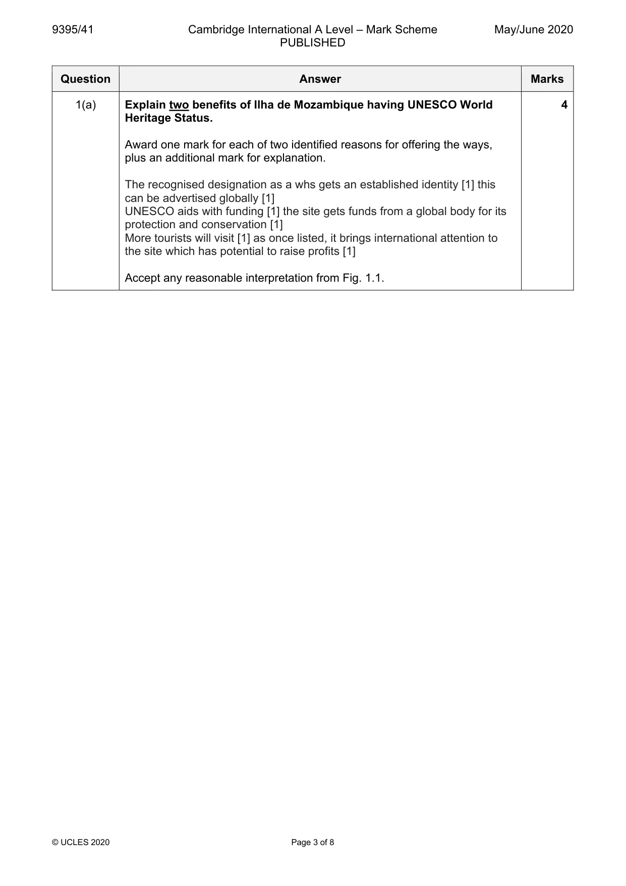 Mark scheme, page 3 of 8