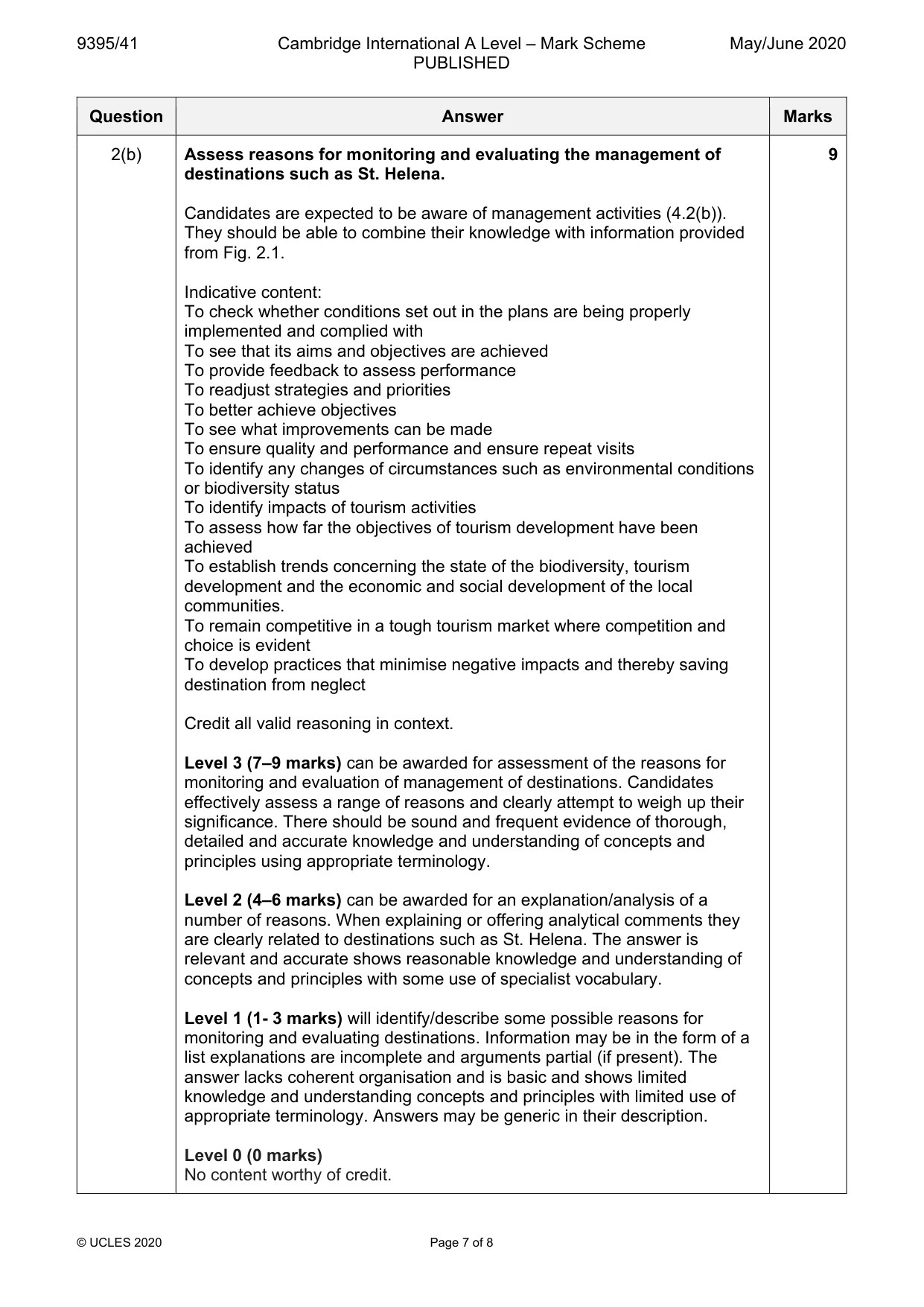 Mark scheme, page 7 of 8