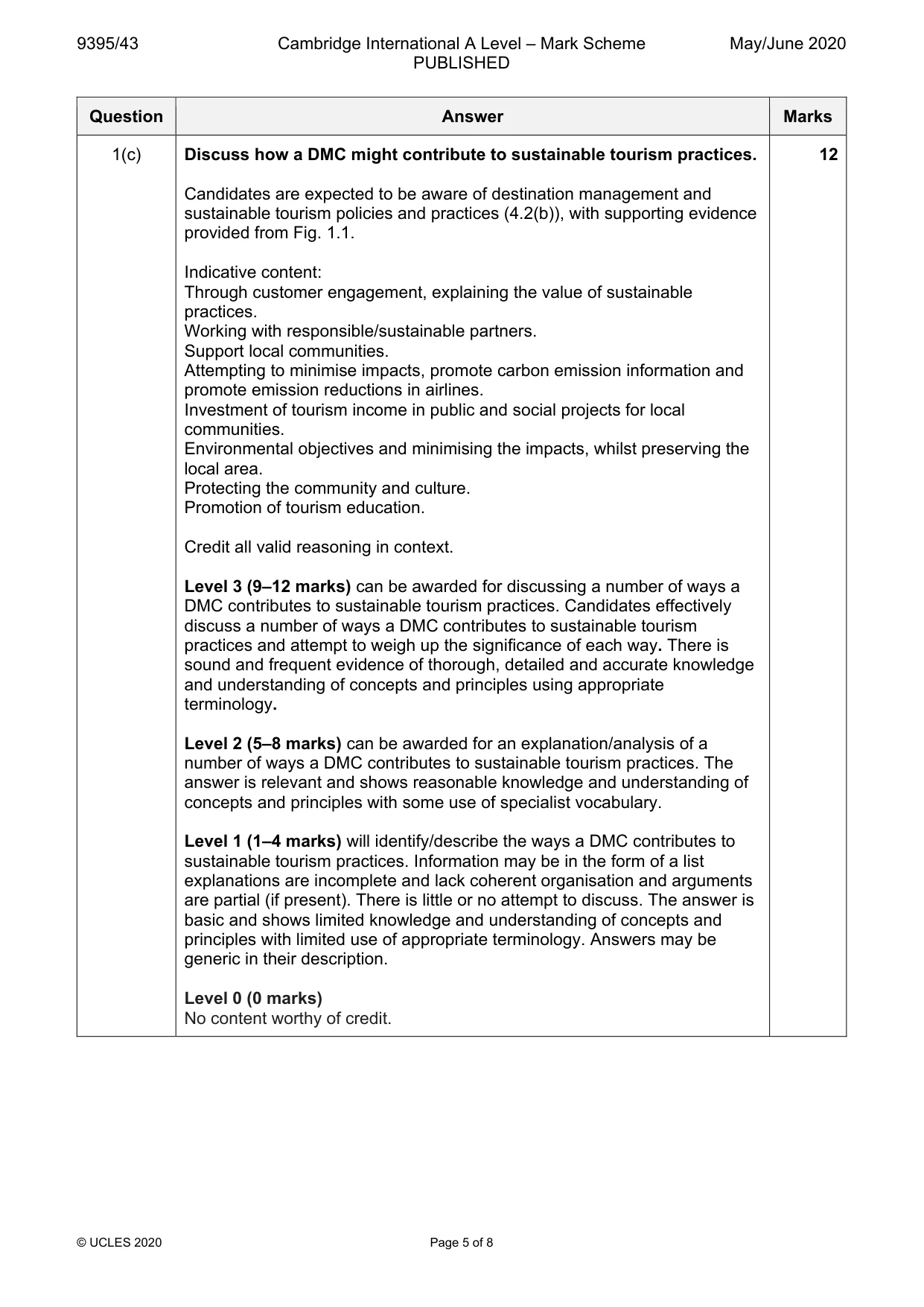 Mark scheme, page 5 of 8
