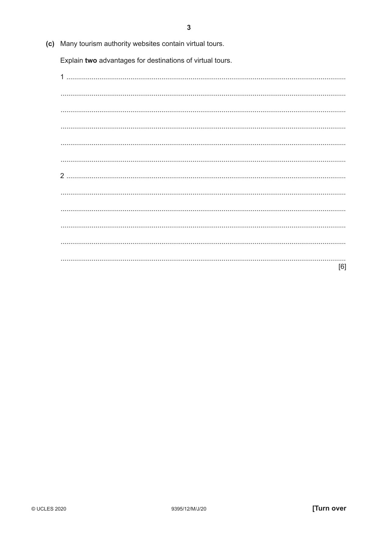 Cambridge A Level Travel and Tourism 9395 2020 May/June Paper 1 · Variant 2 question paper, page 3 of 16