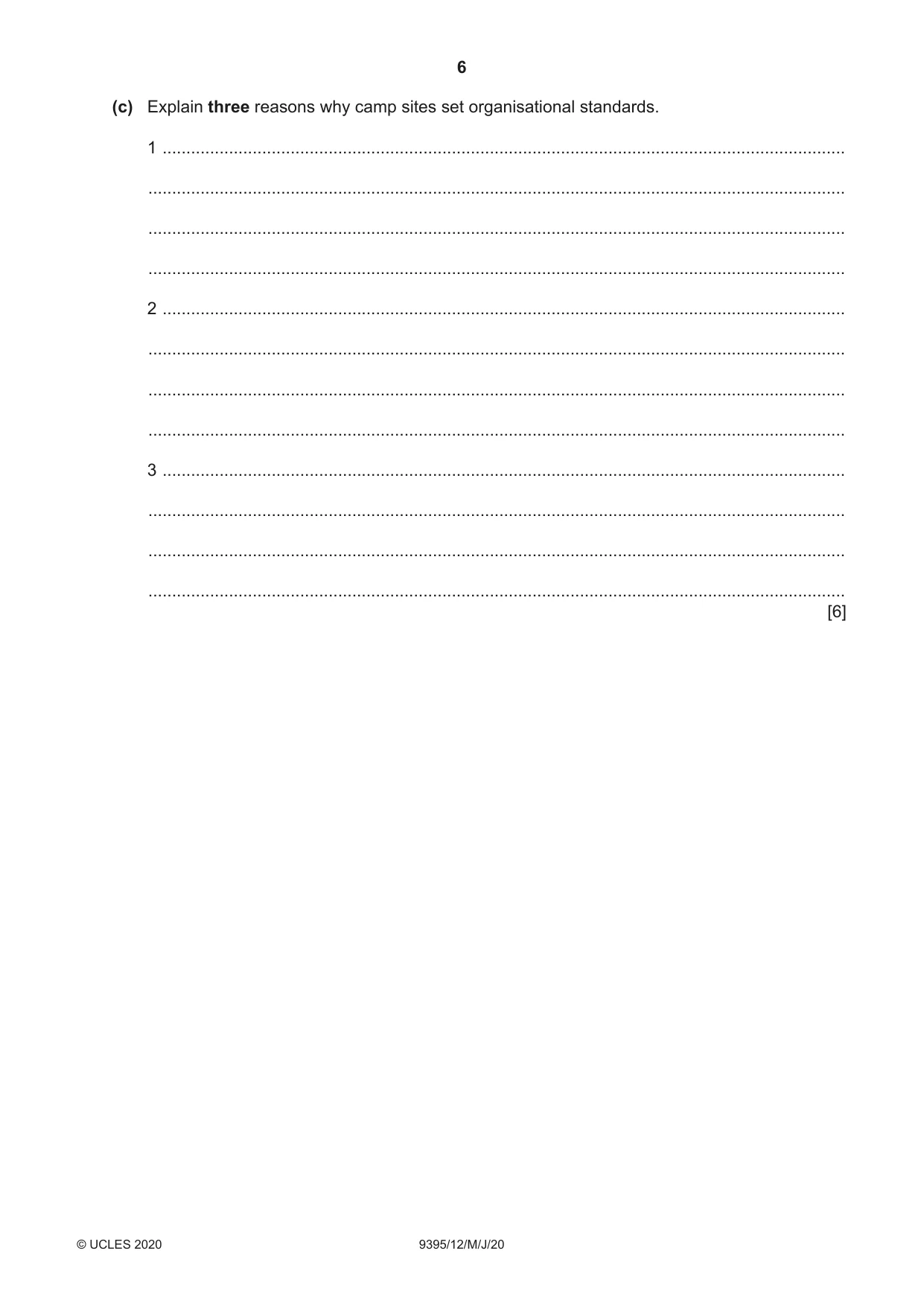 Cambridge A Level Travel and Tourism 9395 2020 May/June Paper 1 · Variant 2 question paper, page 6 of 16