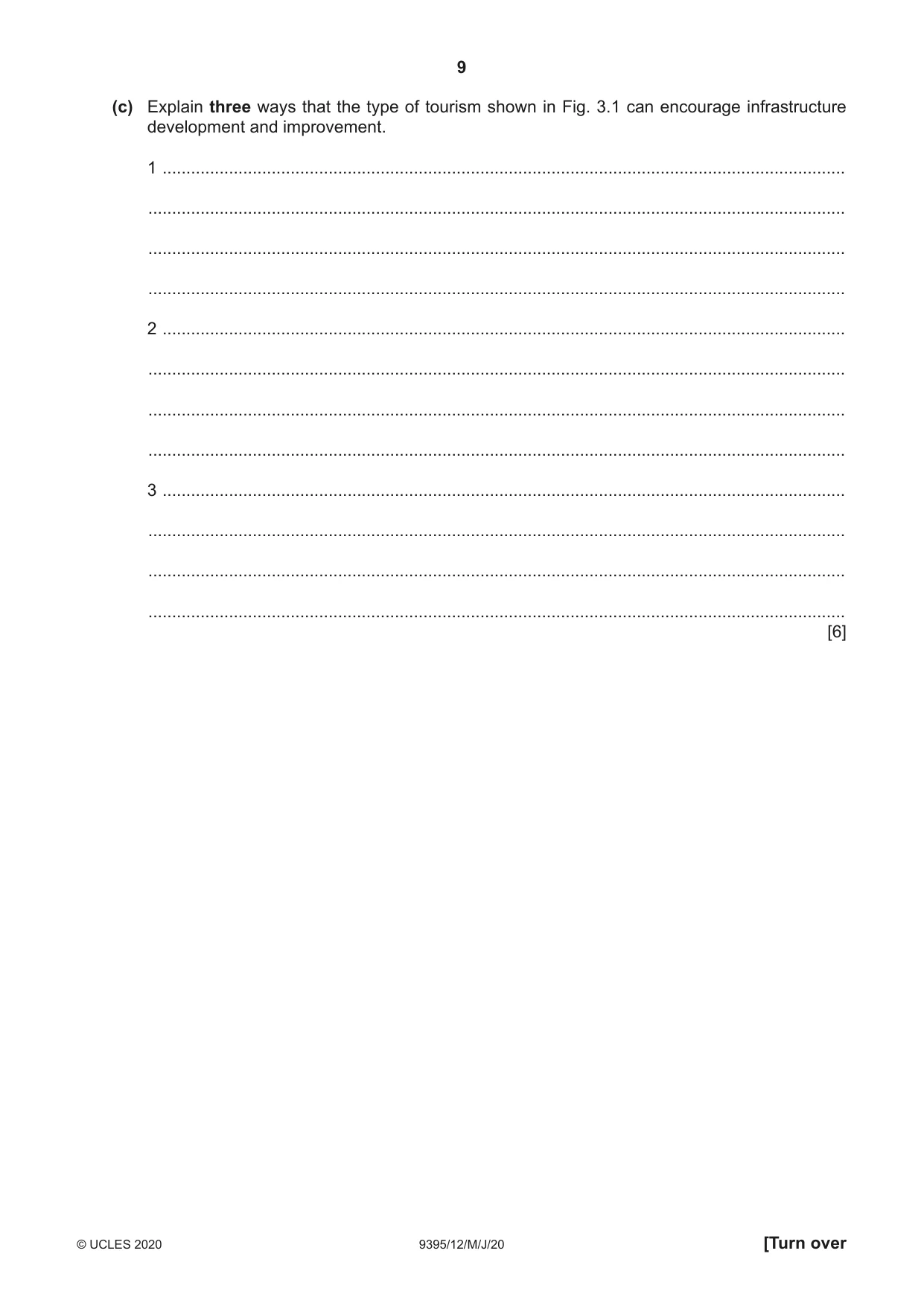 Cambridge A Level Travel and Tourism 9395 2020 May/June Paper 1 · Variant 2 question paper, page 9 of 16