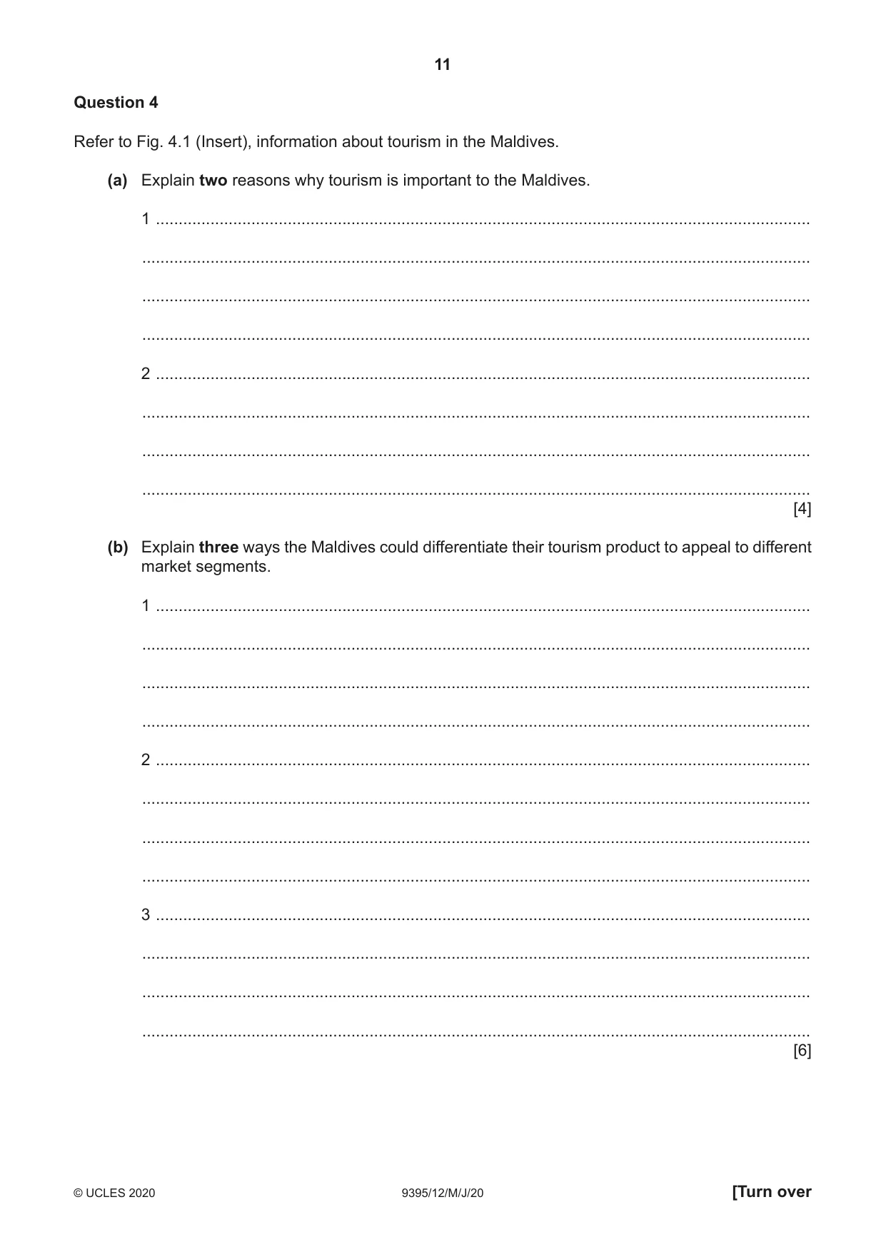 Cambridge A Level Travel and Tourism 9395 2020 May/June Paper 1 · Variant 2 question paper, page 11 of 16