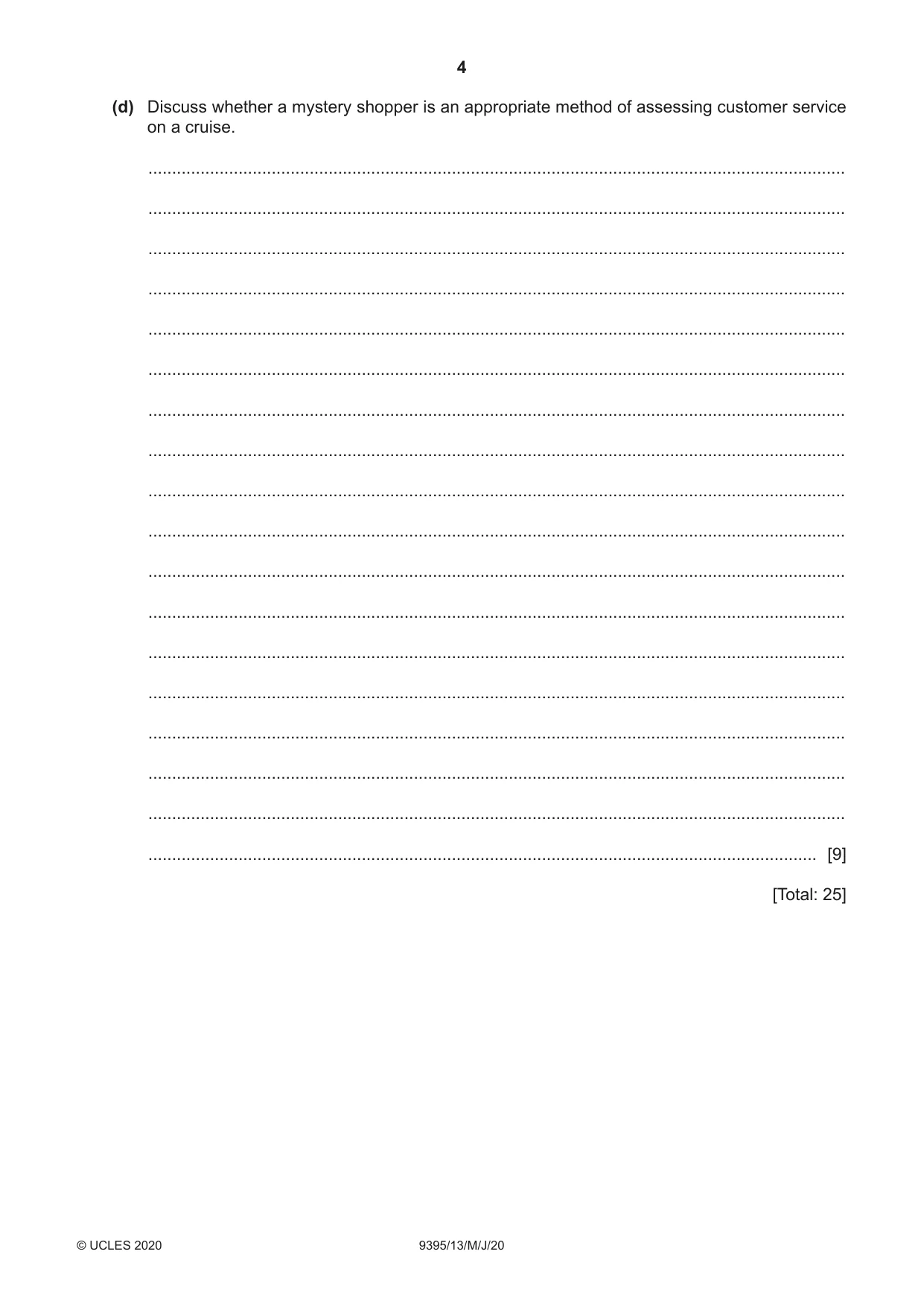 Cambridge A Level Travel and Tourism 9395 2020 May/June Paper 1 · Variant 3 question paper, page 4 of 16