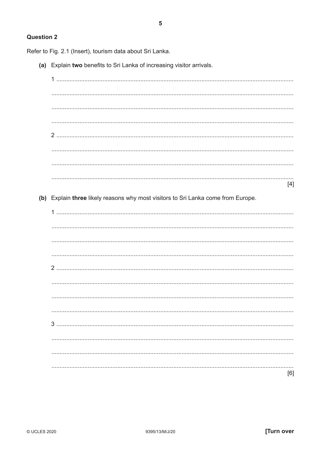 Cambridge A Level Travel and Tourism 9395 2020 May/June Paper 1 · Variant 3 question paper, page 5 of 16