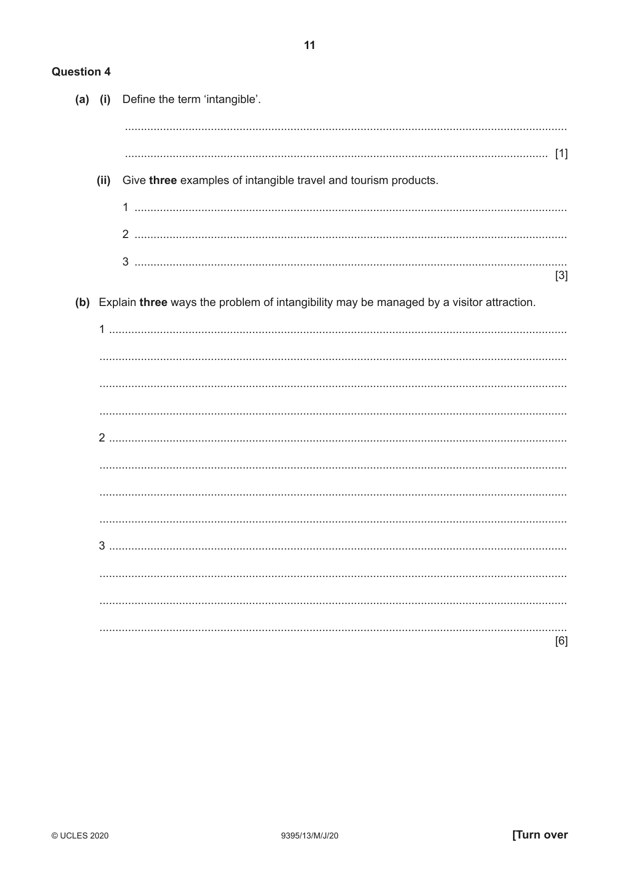 Cambridge A Level Travel and Tourism 9395 2020 May/June Paper 1 · Variant 3 question paper, page 11 of 16