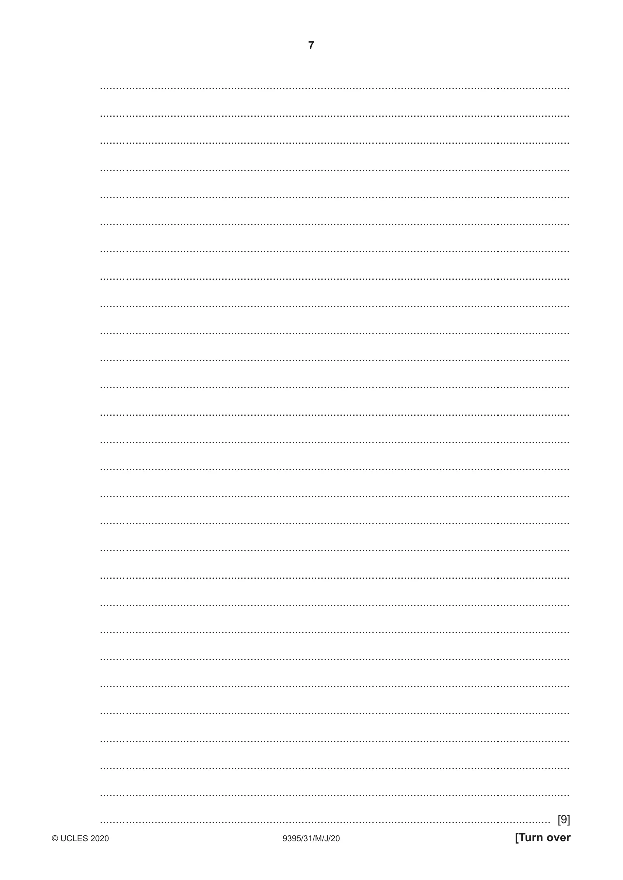 Cambridge A Level Travel and Tourism 9395 2020 May/June Paper 3 · Variant 1 question paper, page 7 of 12