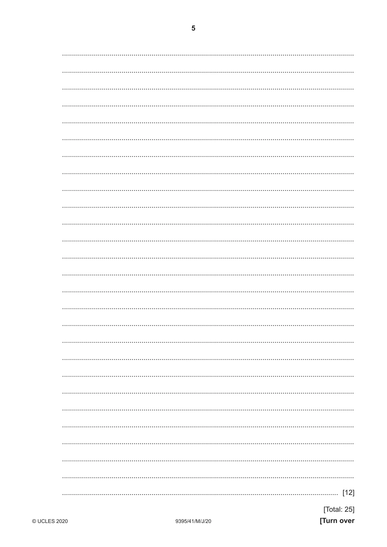 Cambridge A Level Travel and Tourism 9395 2020 May/June Paper 4 · Variant 1 question paper, page 5 of 12
