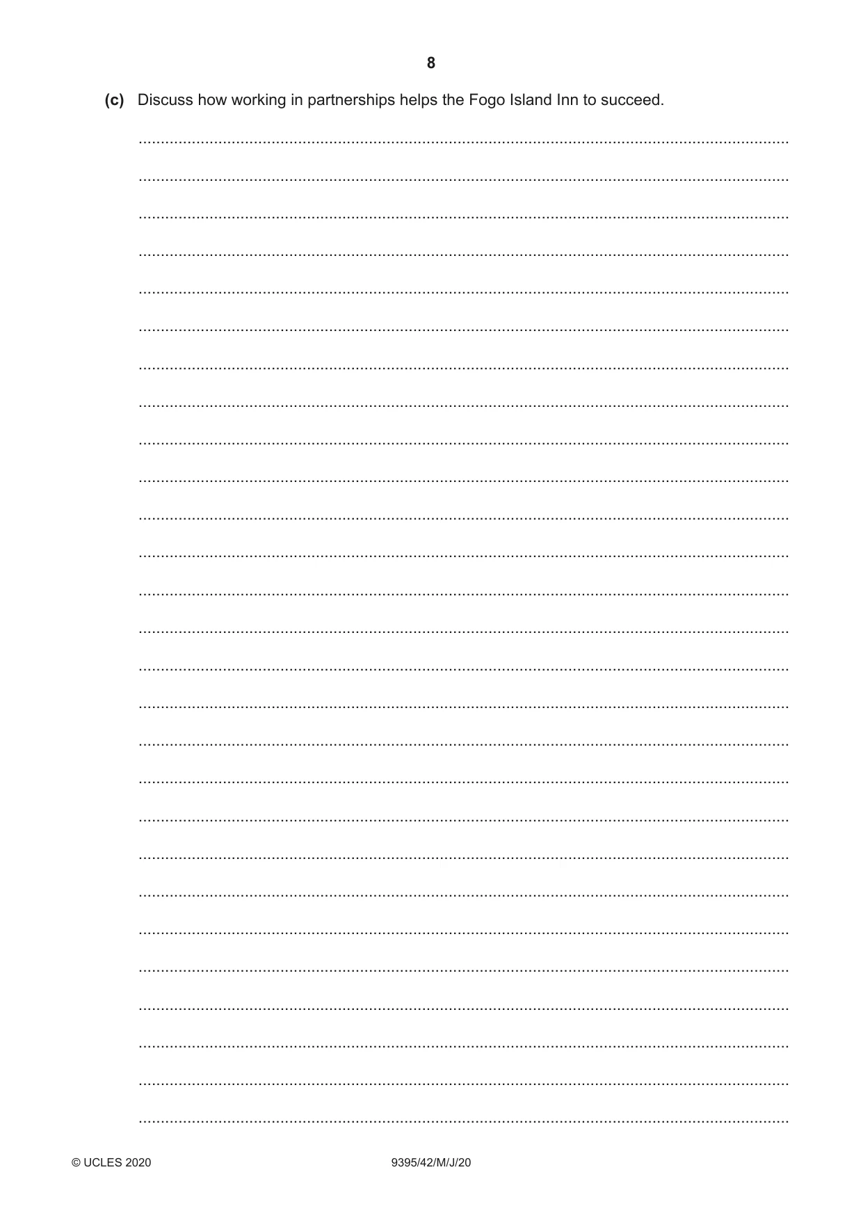 Cambridge A Level Travel and Tourism 9395 2020 May/June Paper 4 · Variant 2 question paper, page 8 of 12