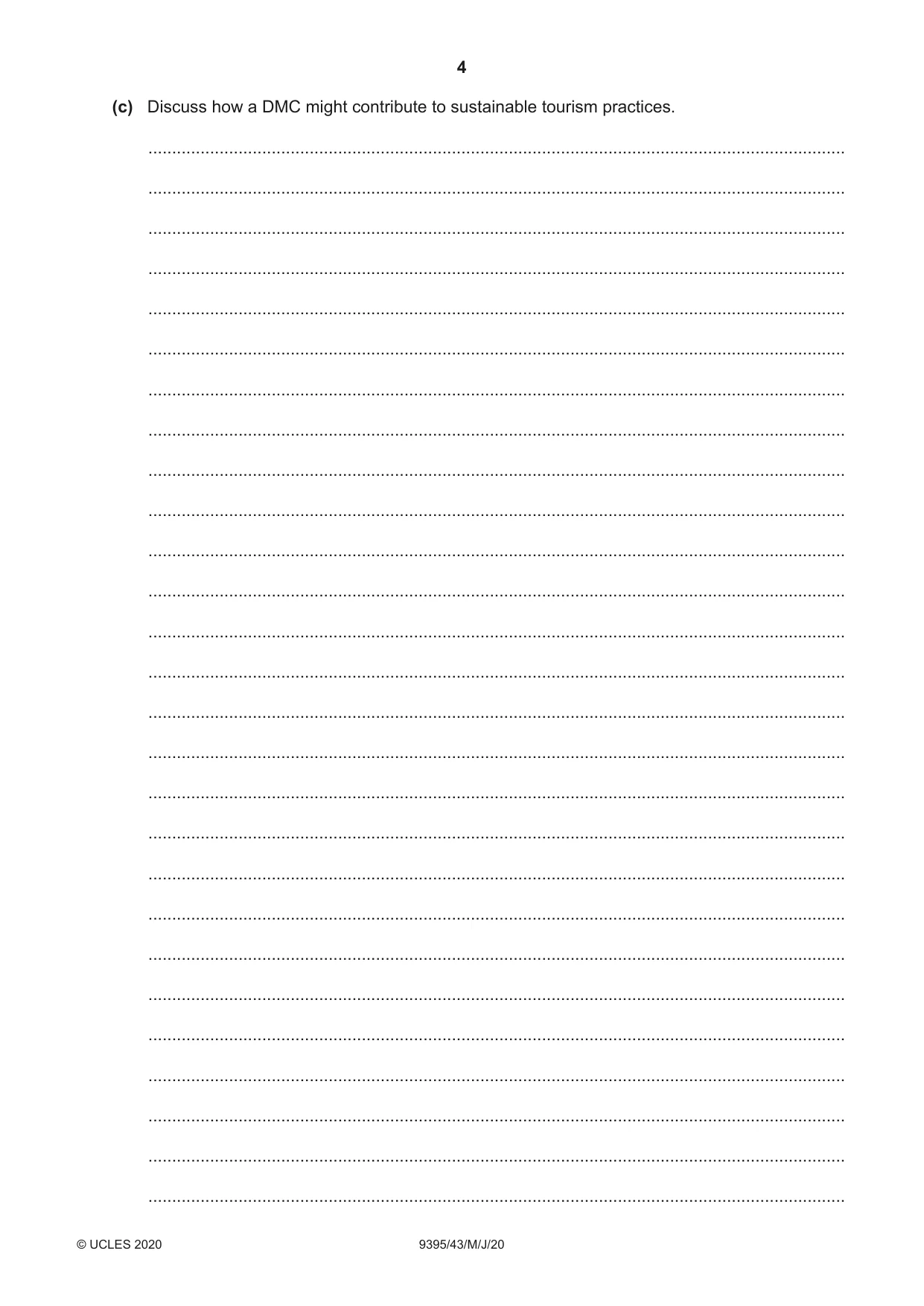 Cambridge A Level Travel and Tourism 9395 2020 May/June Paper 4 · Variant 3 question paper, page 4 of 12