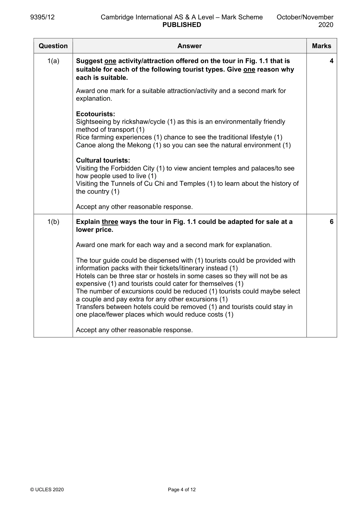 Mark scheme, page 4 of 12