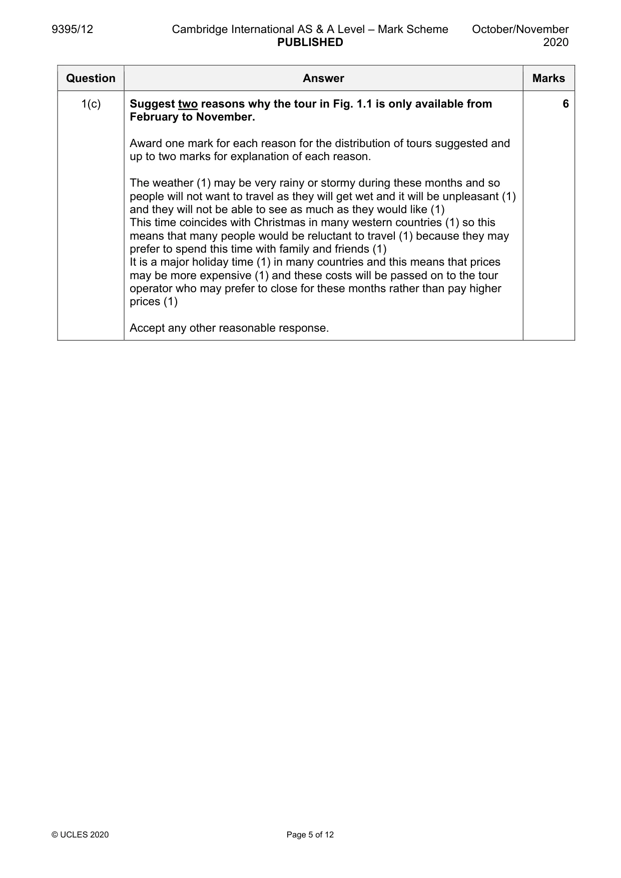Mark scheme, page 5 of 12