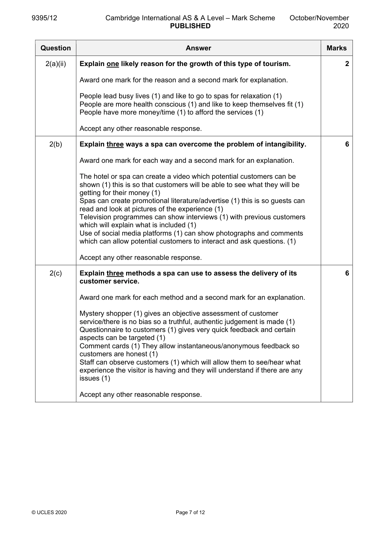 Mark scheme, page 7 of 12