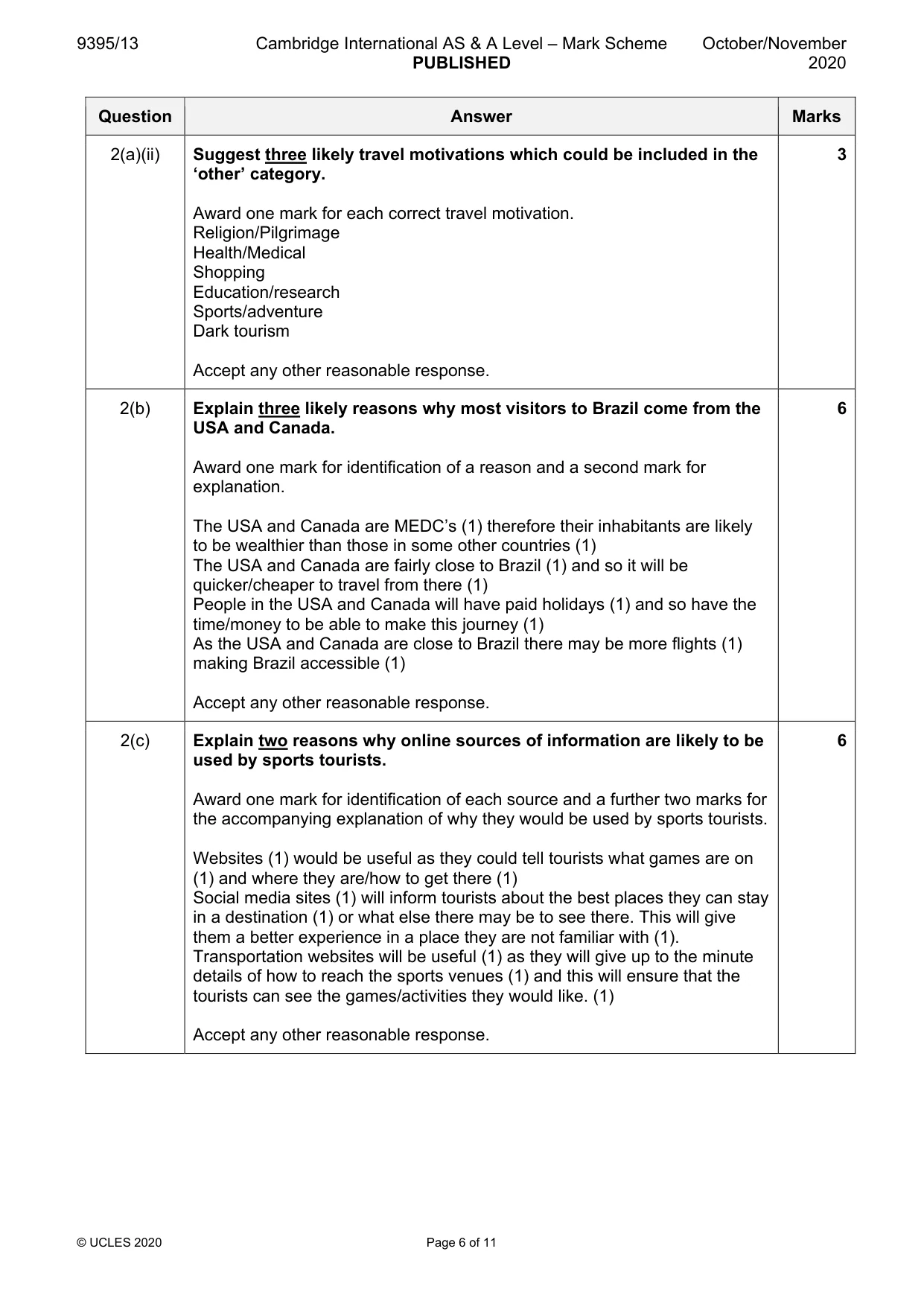 Mark scheme, page 6 of 11