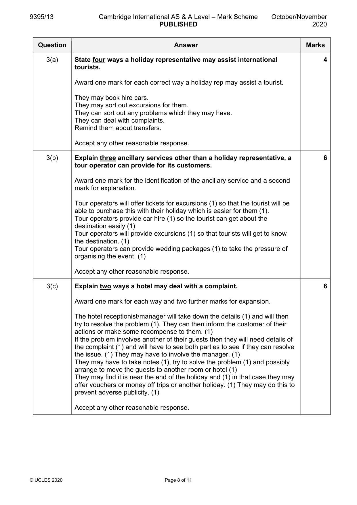 Mark scheme, page 8 of 11