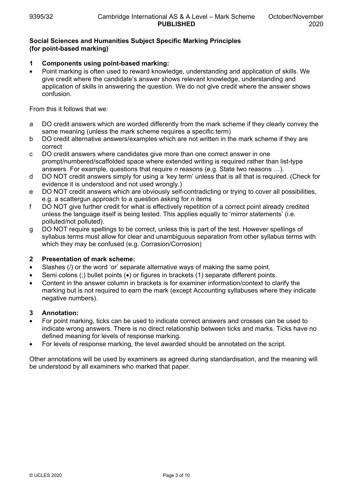 Mark scheme, page 3 of 10