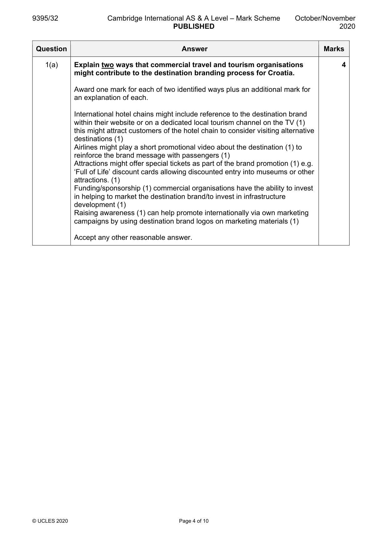 Mark scheme, page 4 of 10