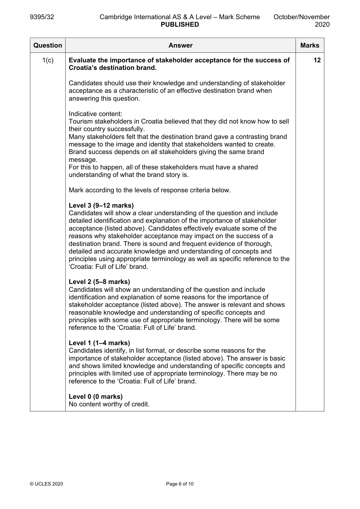 Mark scheme, page 6 of 10