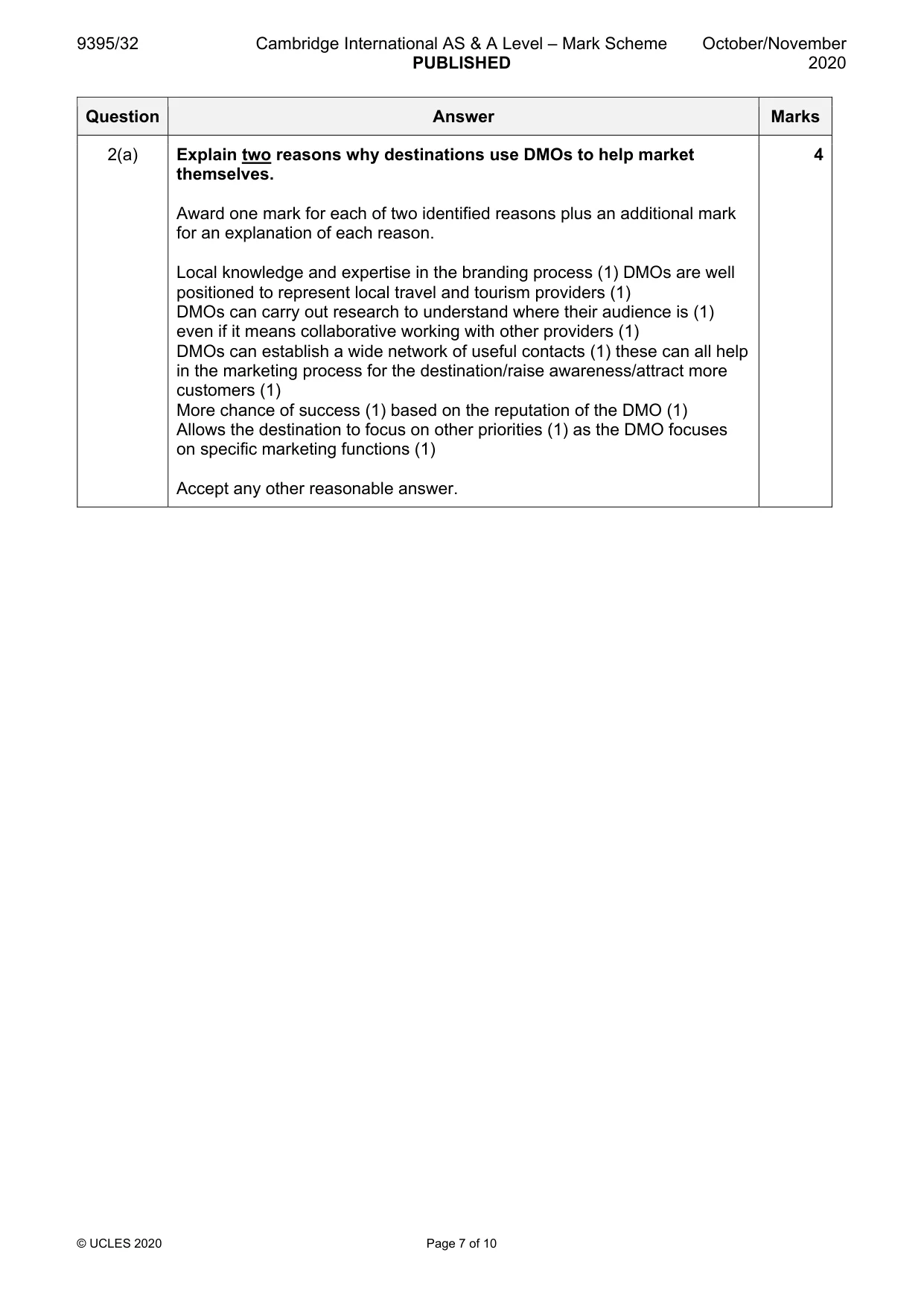 Mark scheme, page 7 of 10