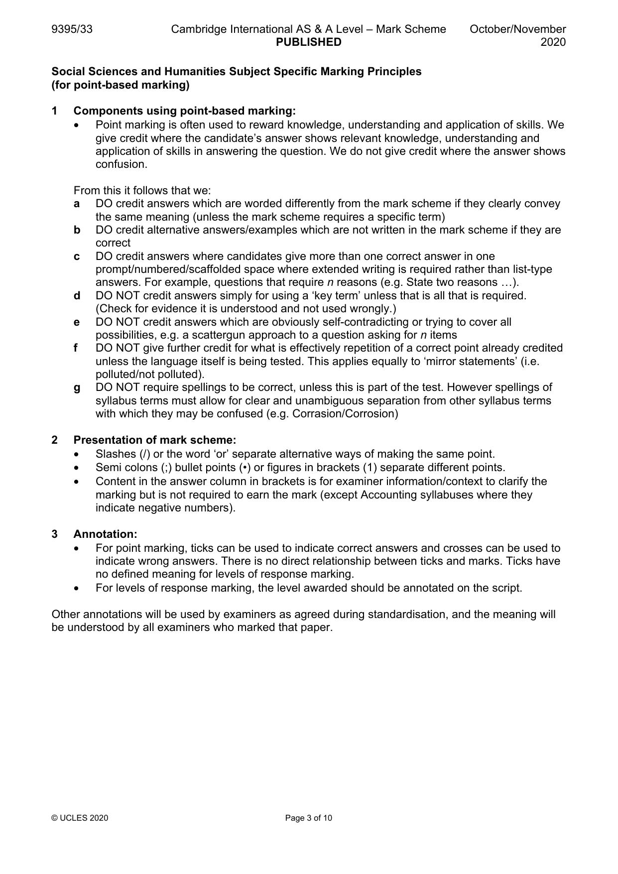 Mark scheme, page 3 of 10