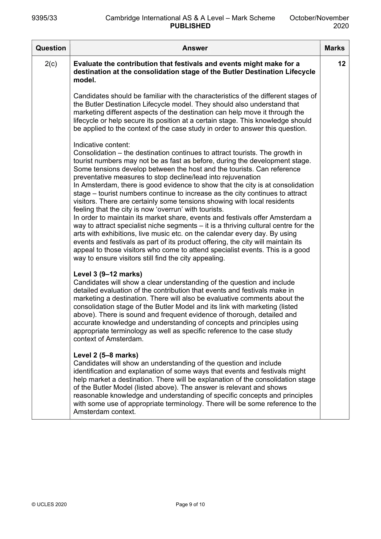 Mark scheme, page 9 of 10
