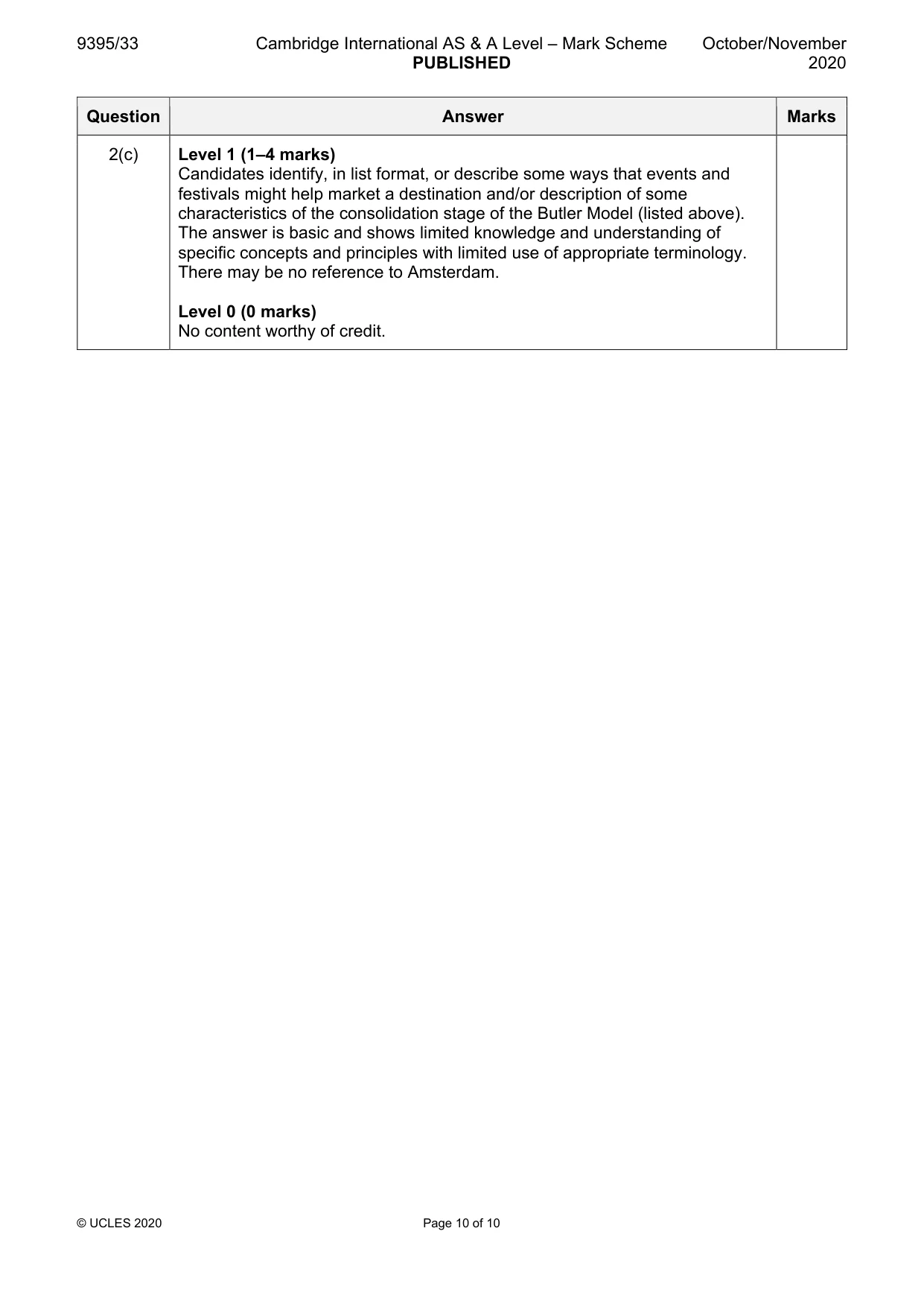 Mark scheme, page 10 of 10