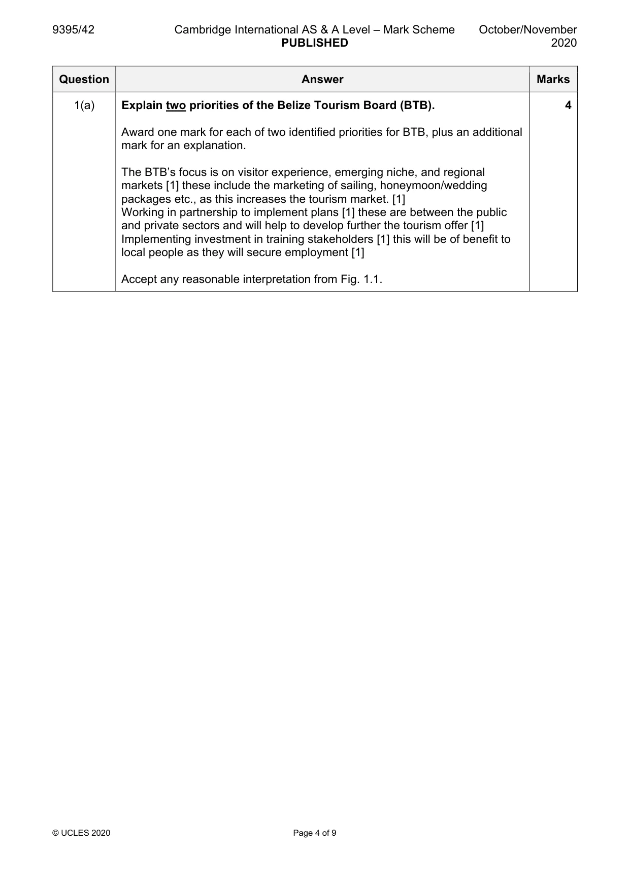 Mark scheme, page 4 of 9
