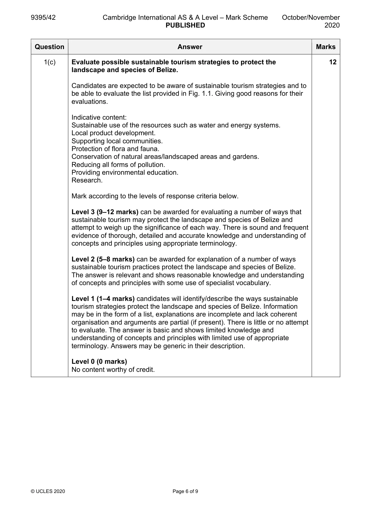 Mark scheme, page 6 of 9