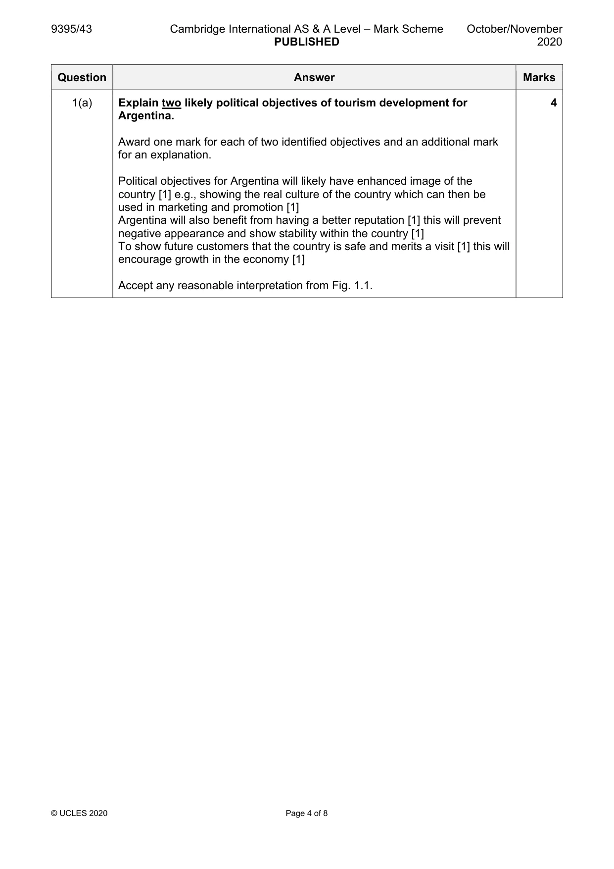 Mark scheme, page 4 of 8