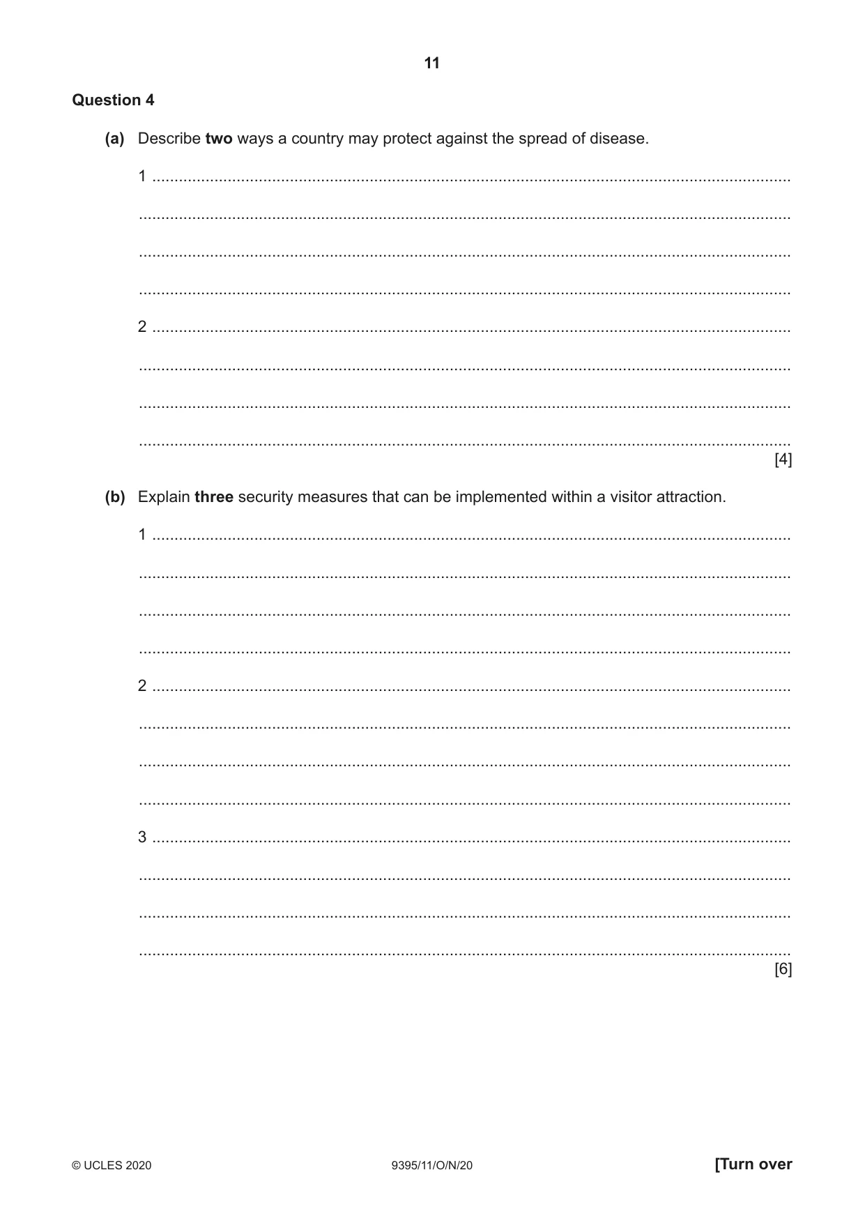 Cambridge A Level Travel and Tourism 9395 2020 Oct/Nov Paper 1 · Variant 1 question paper, page 11 of 16