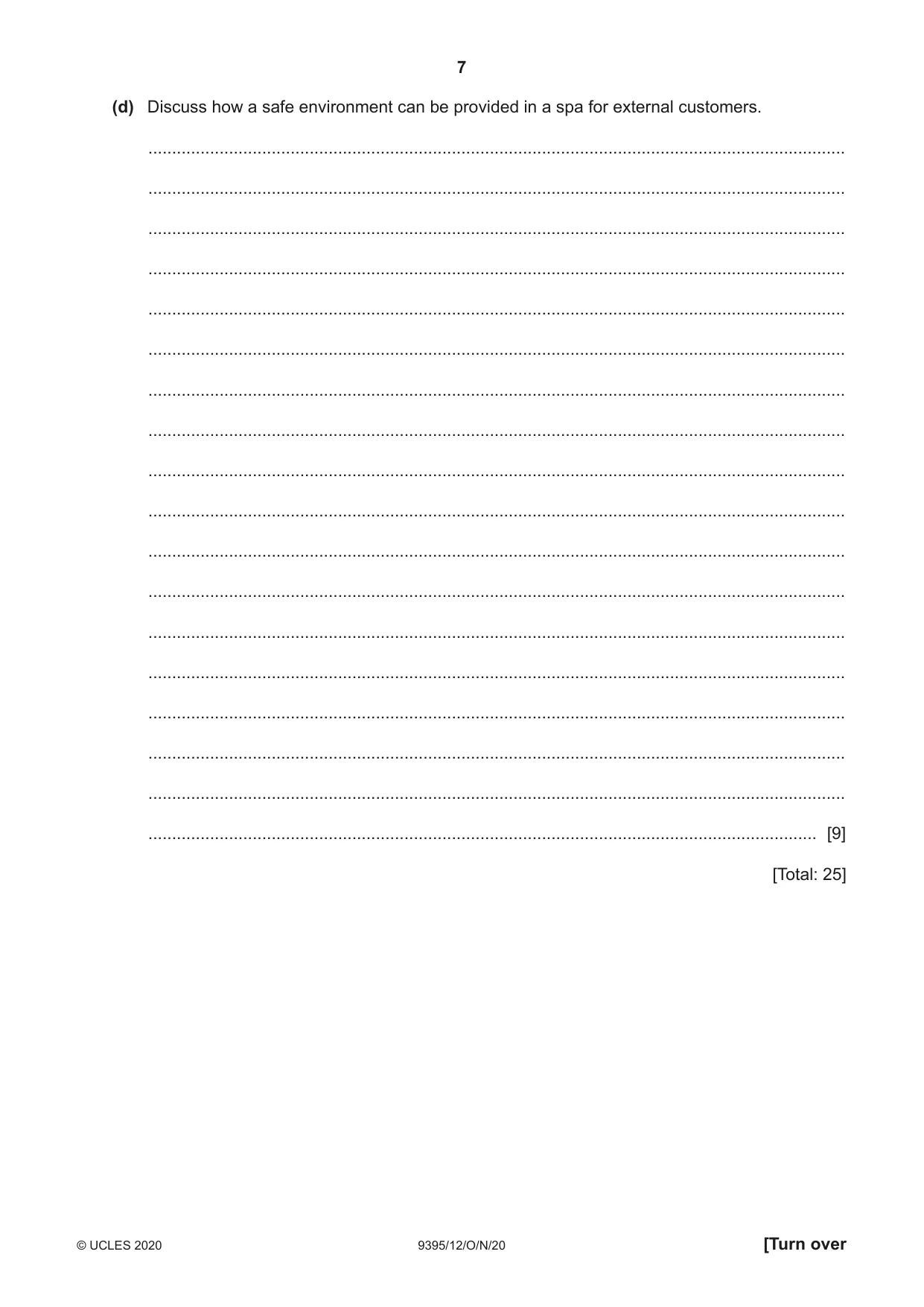 Cambridge A Level Travel and Tourism 9395 2020 Oct/Nov Paper 1 · Variant 2 question paper, page 7 of 16