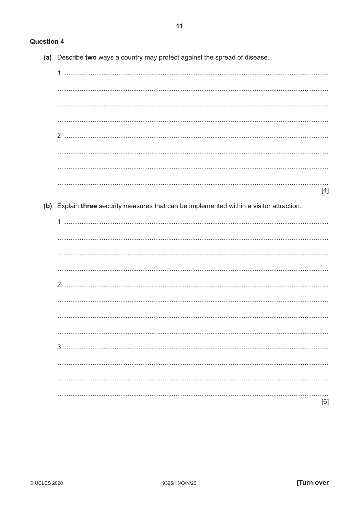 Cambridge A Level Travel and Tourism 9395 2020 Oct/Nov Paper 1 · Variant 3 question paper, page 11 of 16