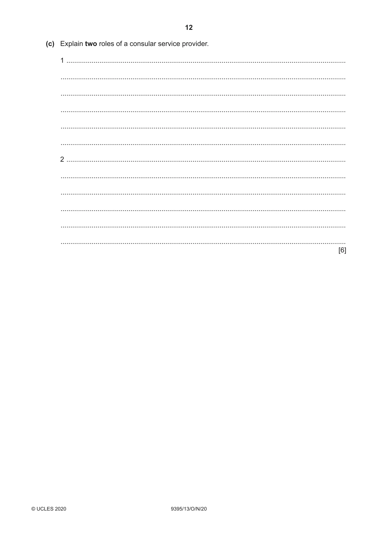 Cambridge A Level Travel and Tourism 9395 2020 Oct/Nov Paper 1 · Variant 3 question paper, page 12 of 16