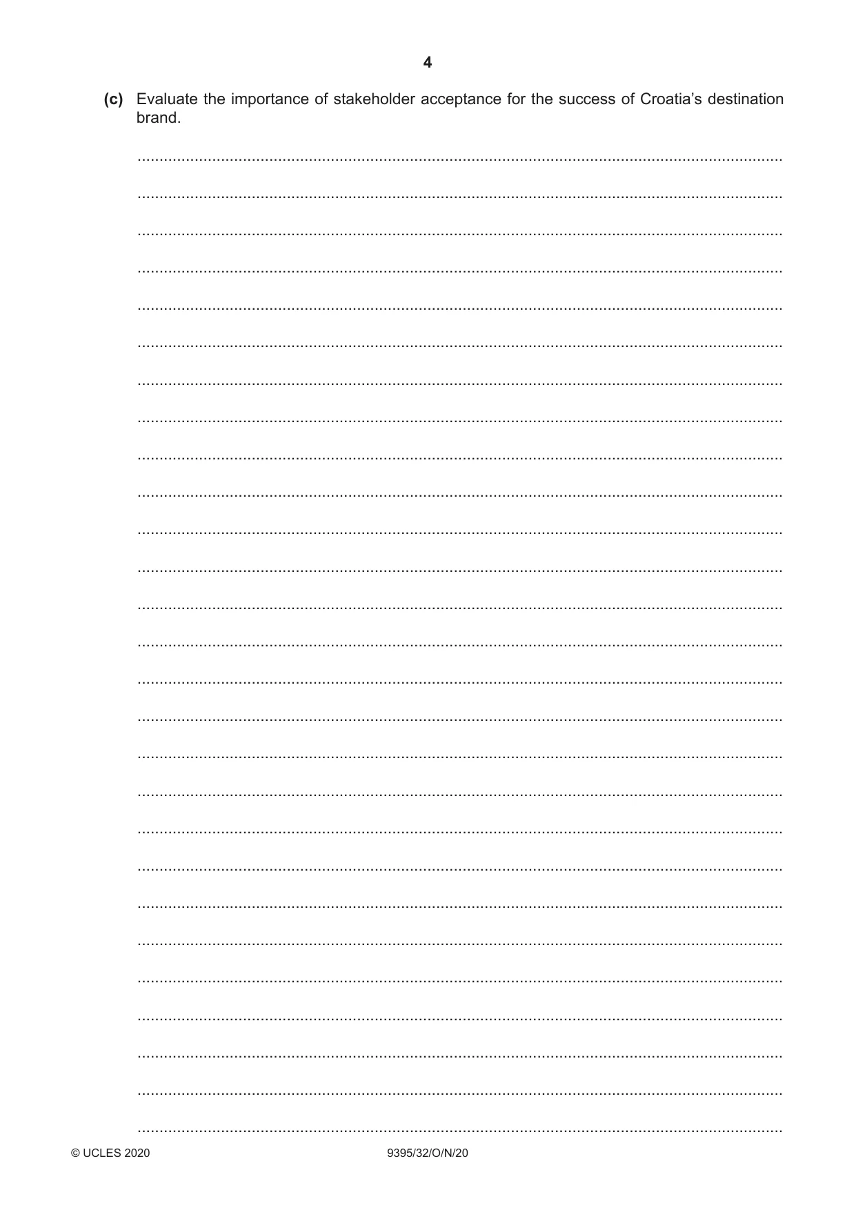 Cambridge A Level Travel and Tourism 9395 2020 Oct/Nov Paper 3 · Variant 2 question paper, page 4 of 12
