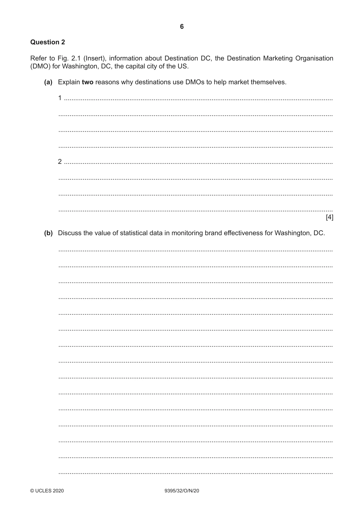 Cambridge A Level Travel and Tourism 9395 2020 Oct/Nov Paper 3 · Variant 2 question paper, page 6 of 12