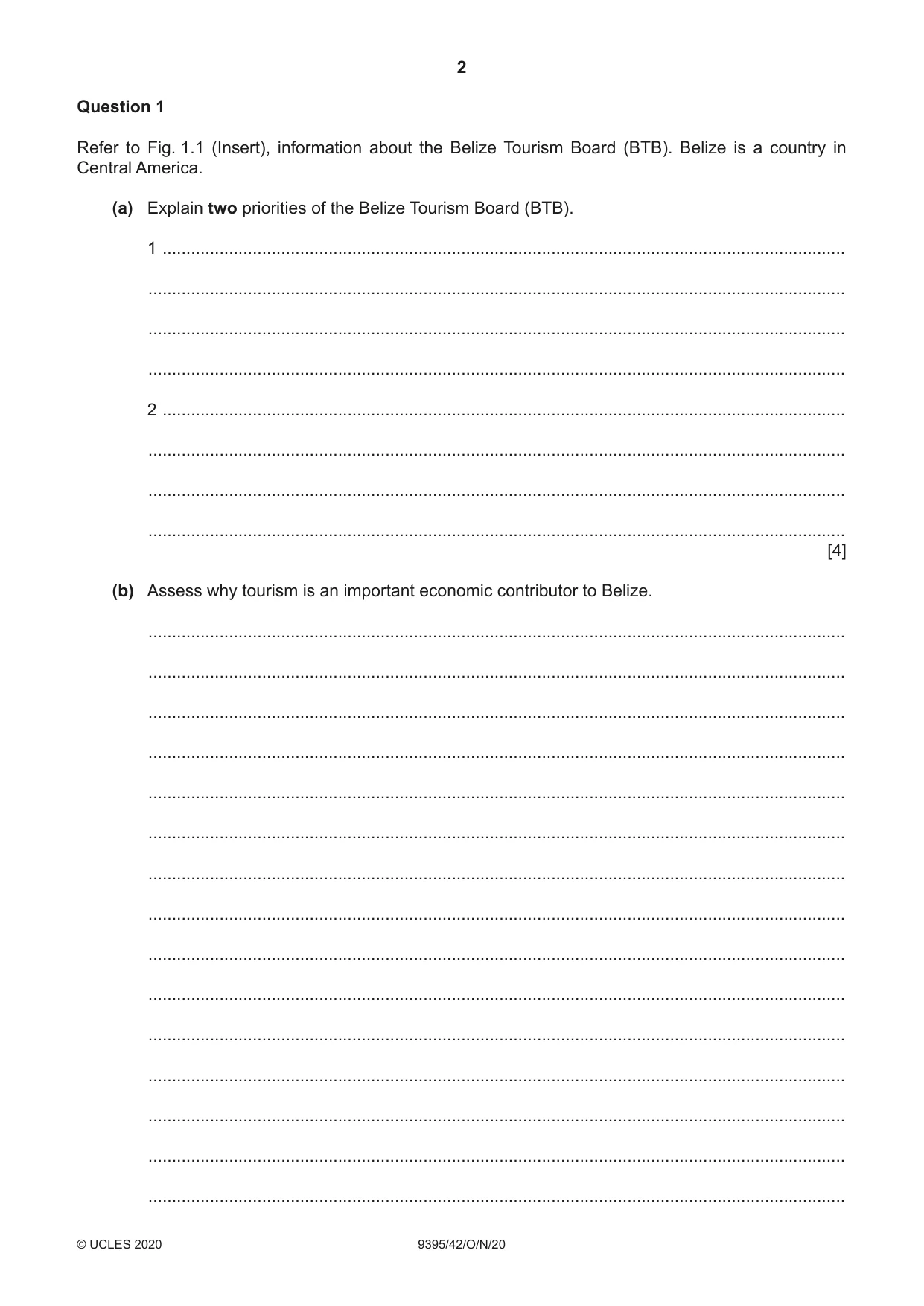 Cambridge A Level Travel and Tourism 9395 2020 Oct/Nov Paper 4 · Variant 2 question paper, page 2 of 12