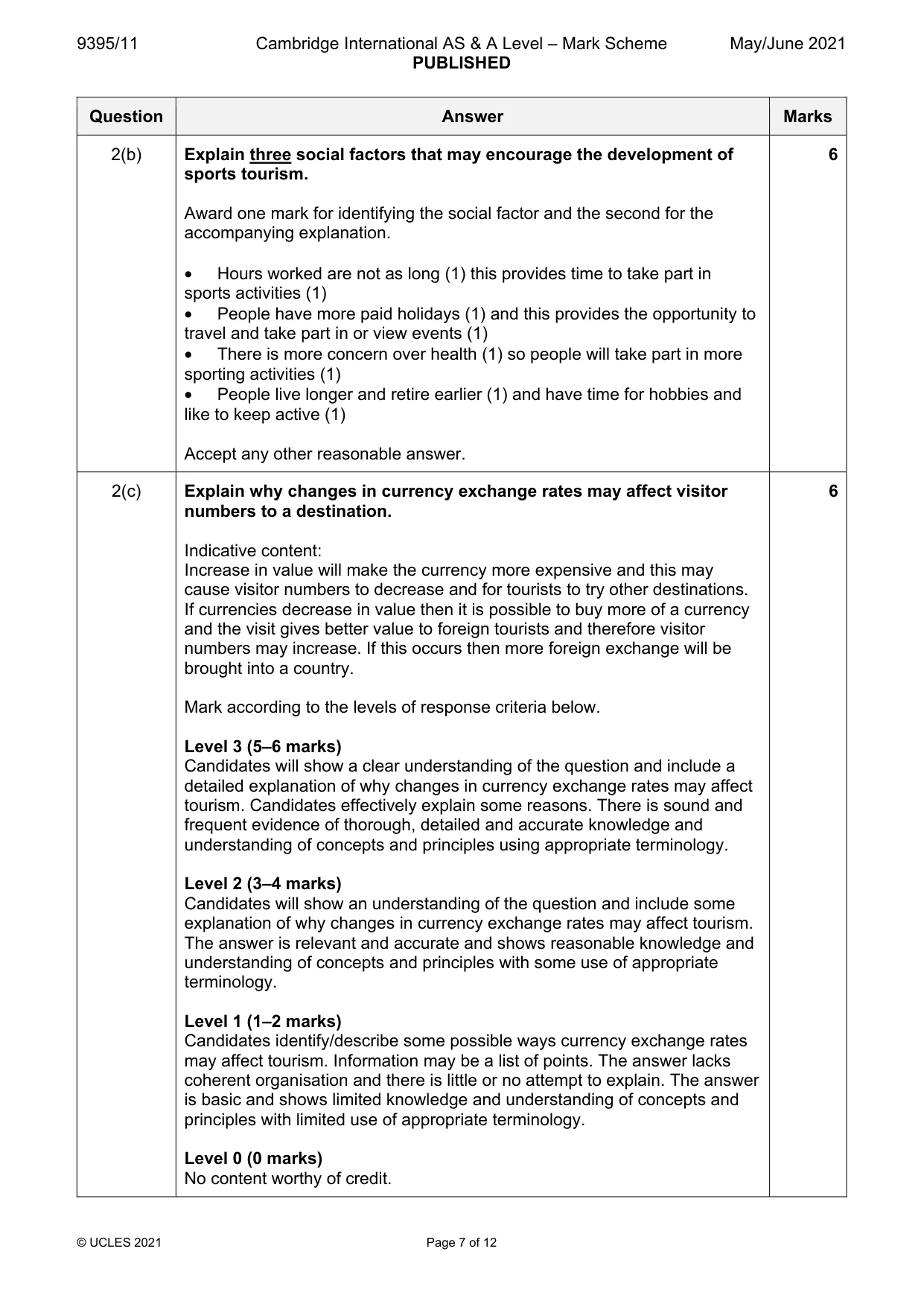 Mark scheme, page 7 of 12