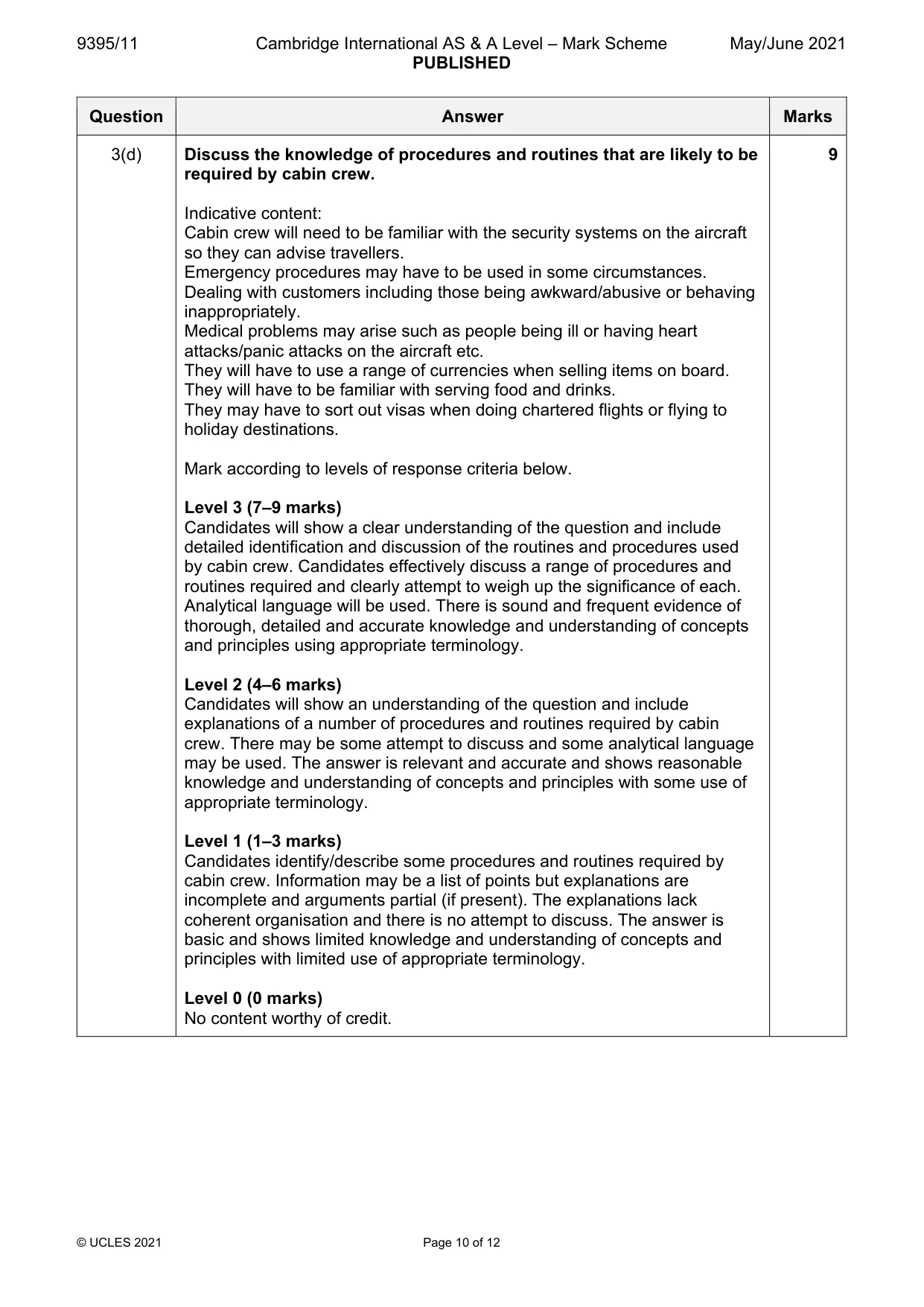 Mark scheme, page 10 of 12