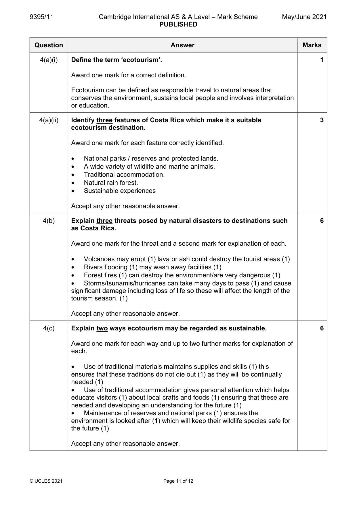 Mark scheme, page 11 of 12