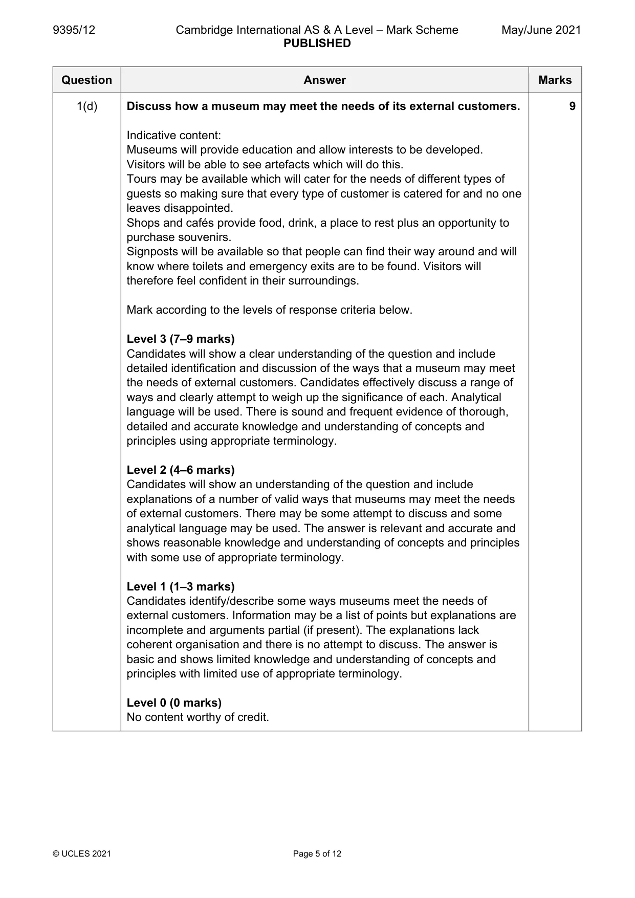 Mark scheme, page 5 of 12
