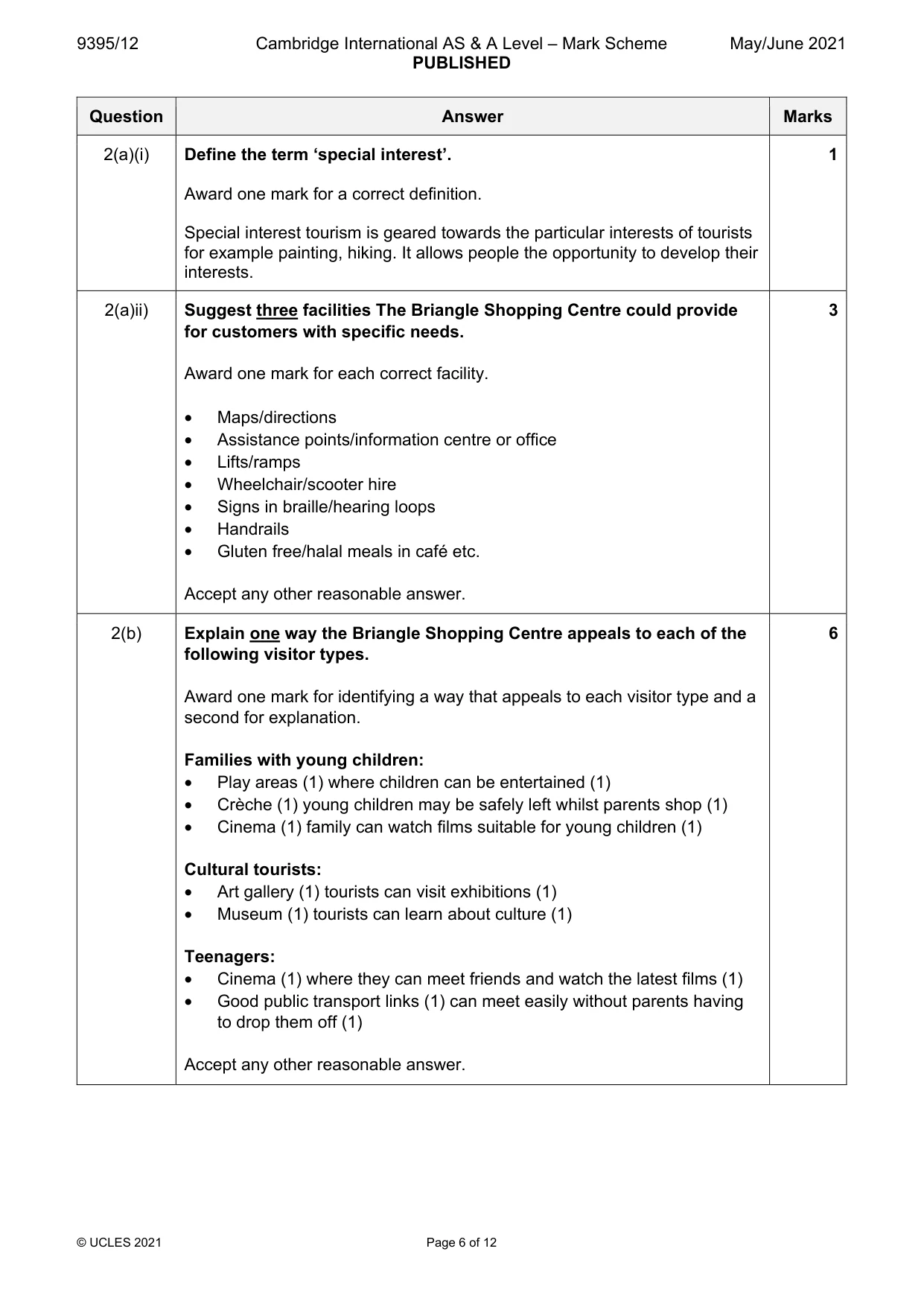Mark scheme, page 6 of 12