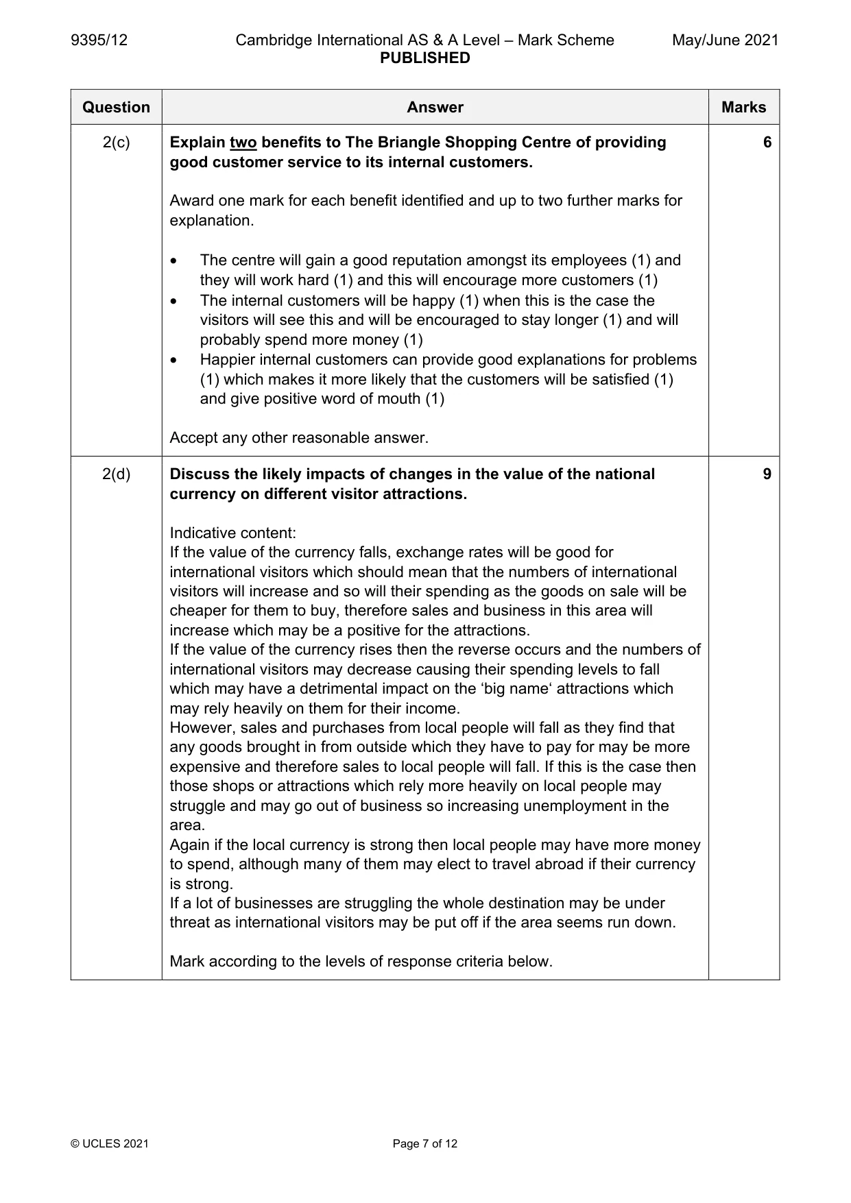 Mark scheme, page 7 of 12