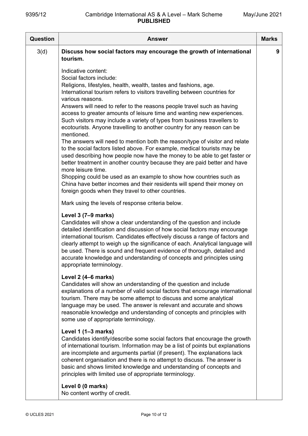 Mark scheme, page 10 of 12