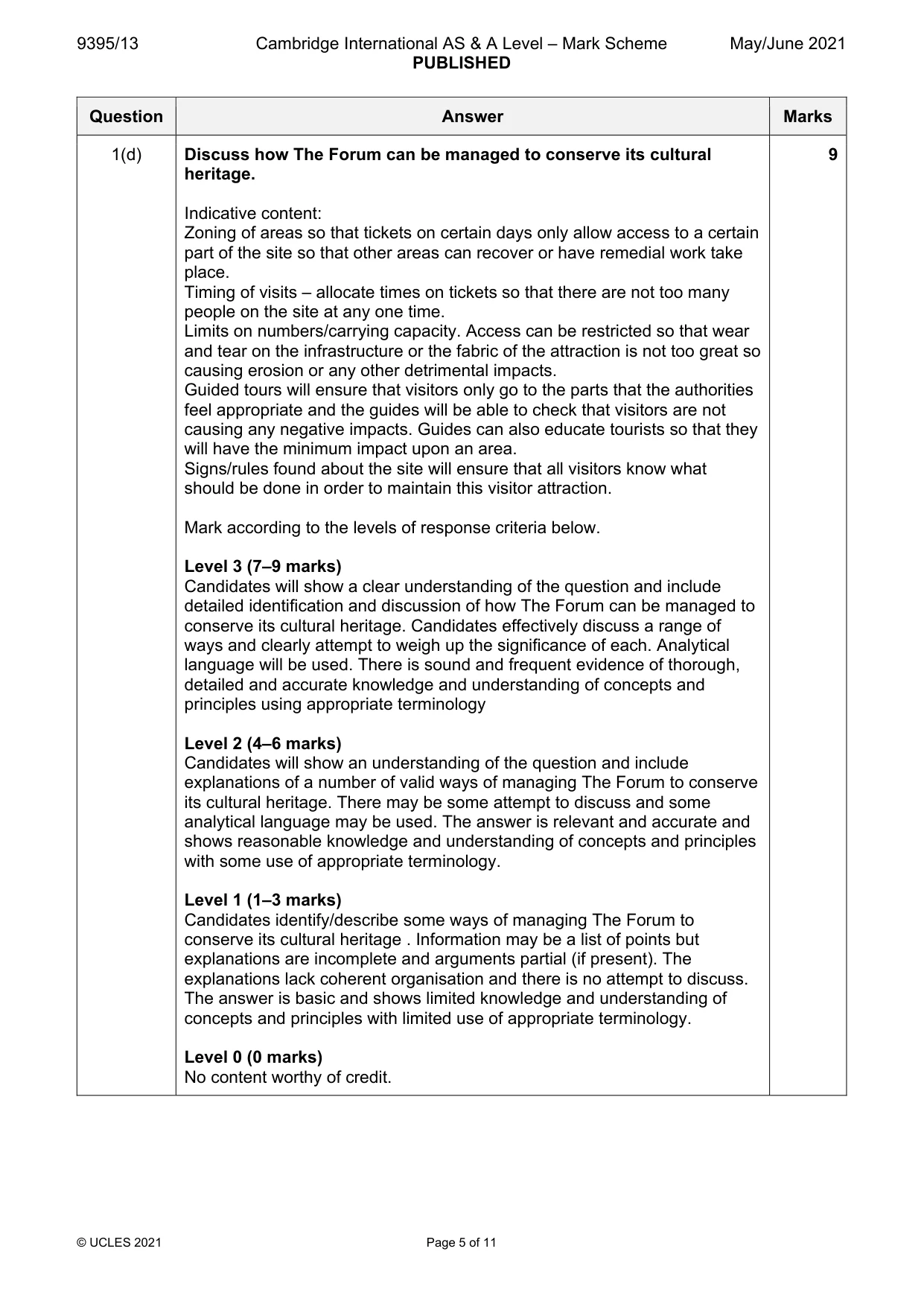 Mark scheme, page 5 of 11