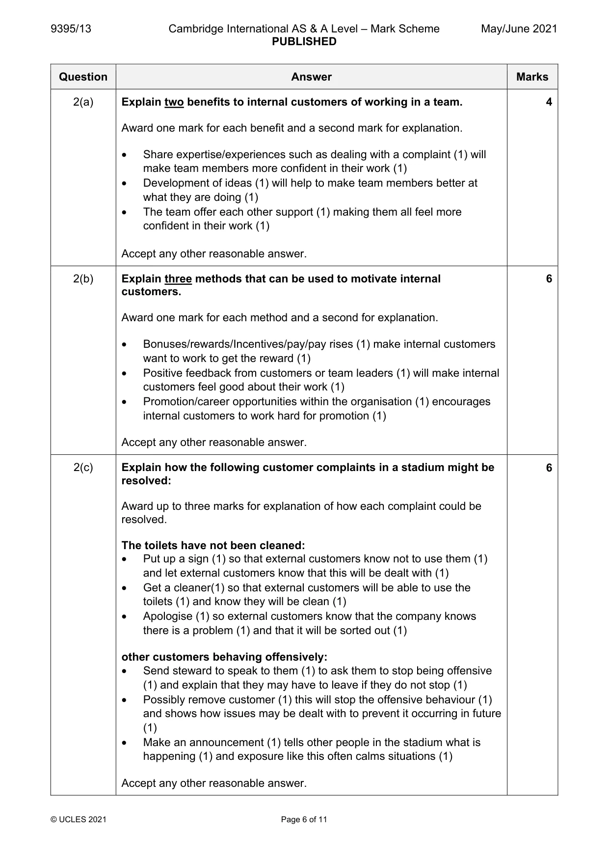 Mark scheme, page 6 of 11