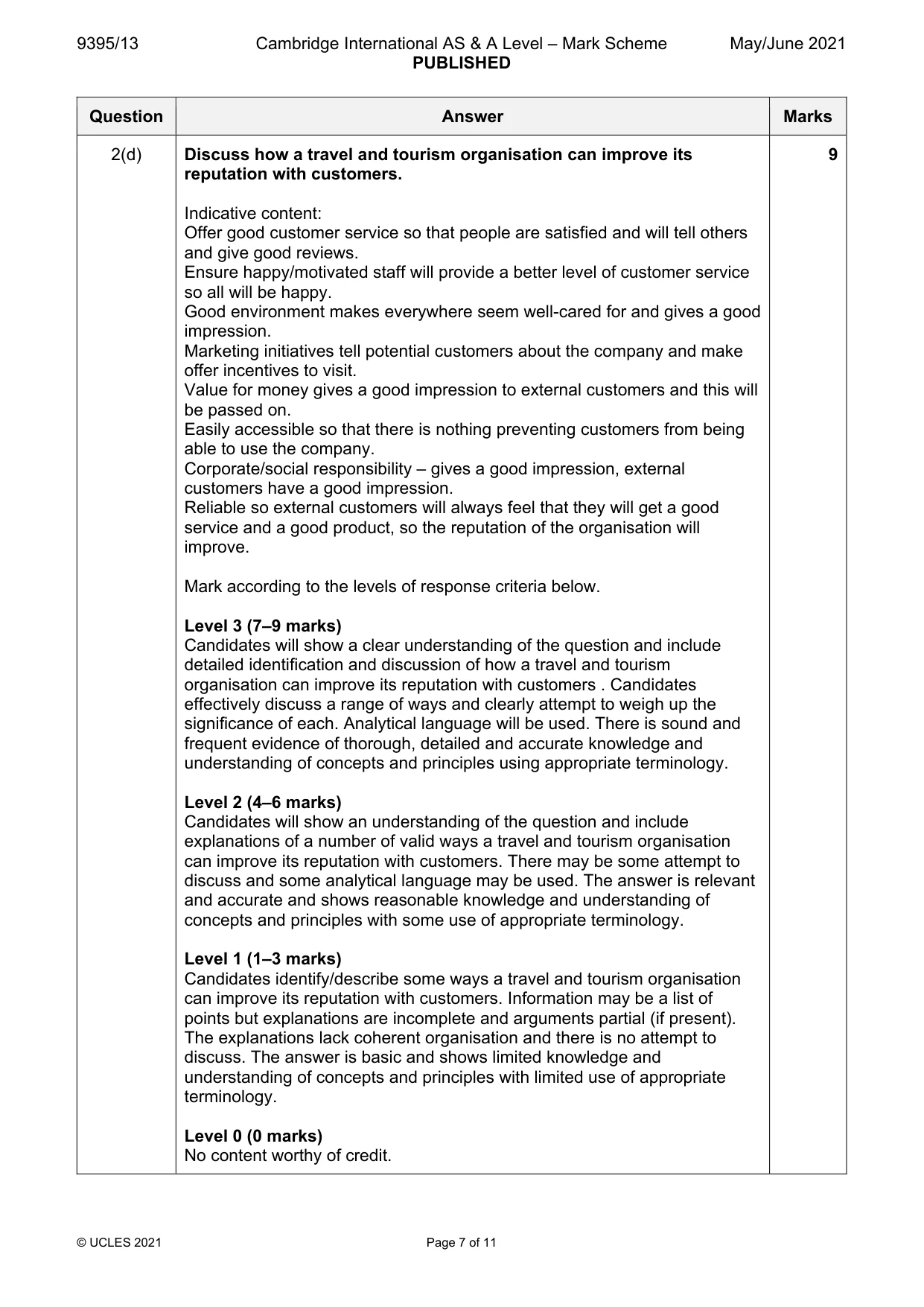 Mark scheme, page 7 of 11