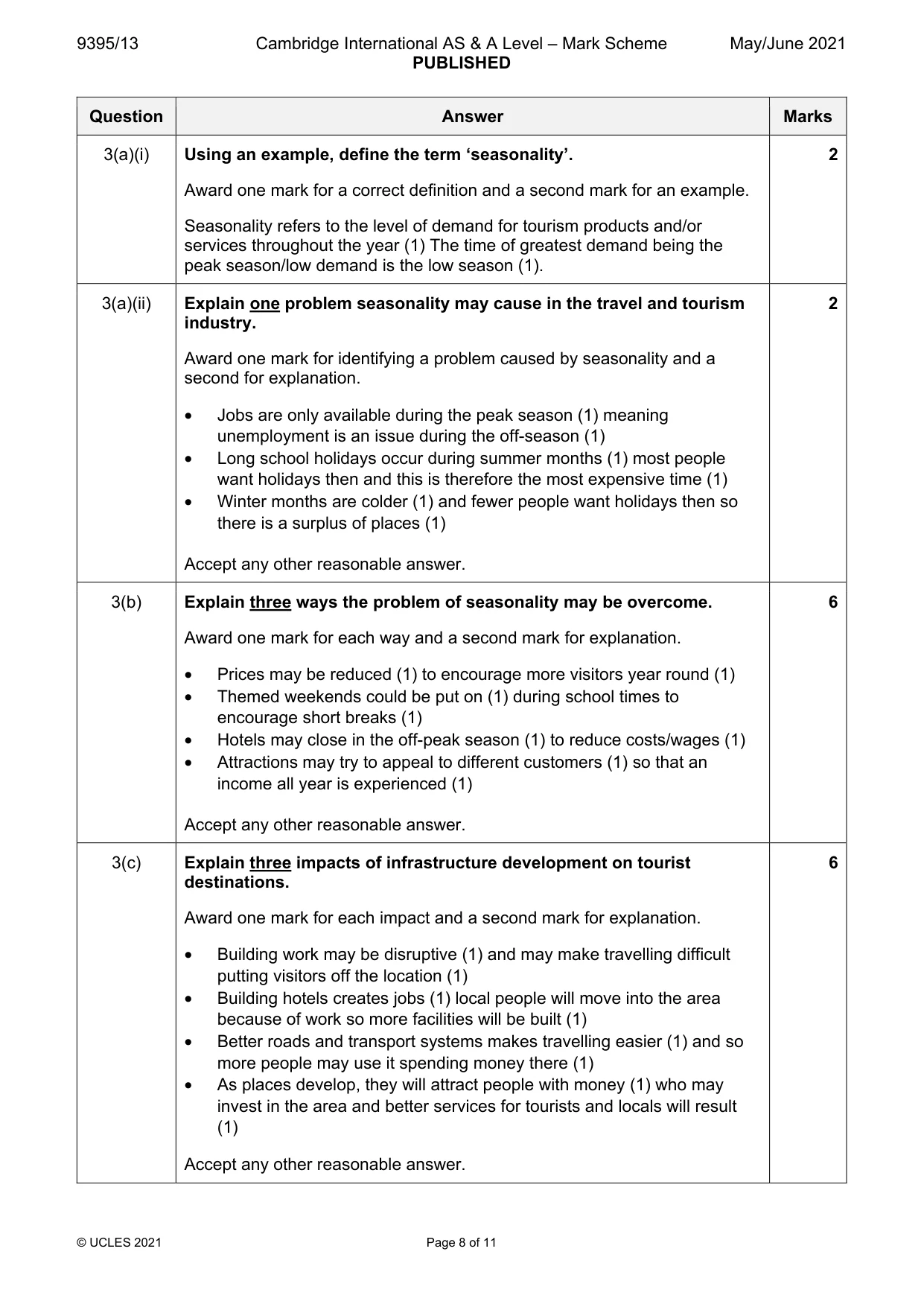 Mark scheme, page 8 of 11